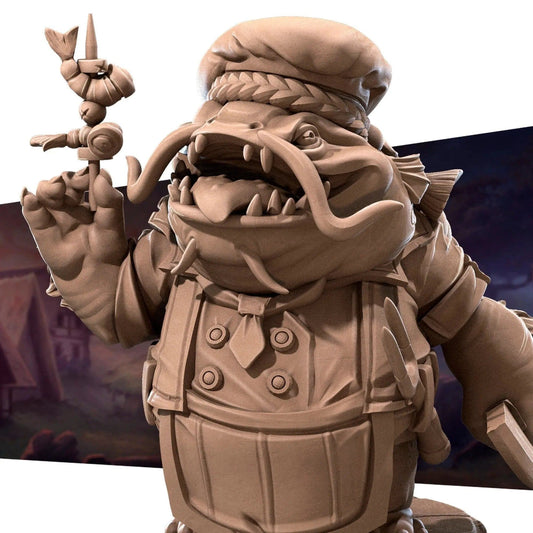 Chef Locathah | D&D Miniature TTRPG Character | Bite the Bullet - Tattles Told 3D