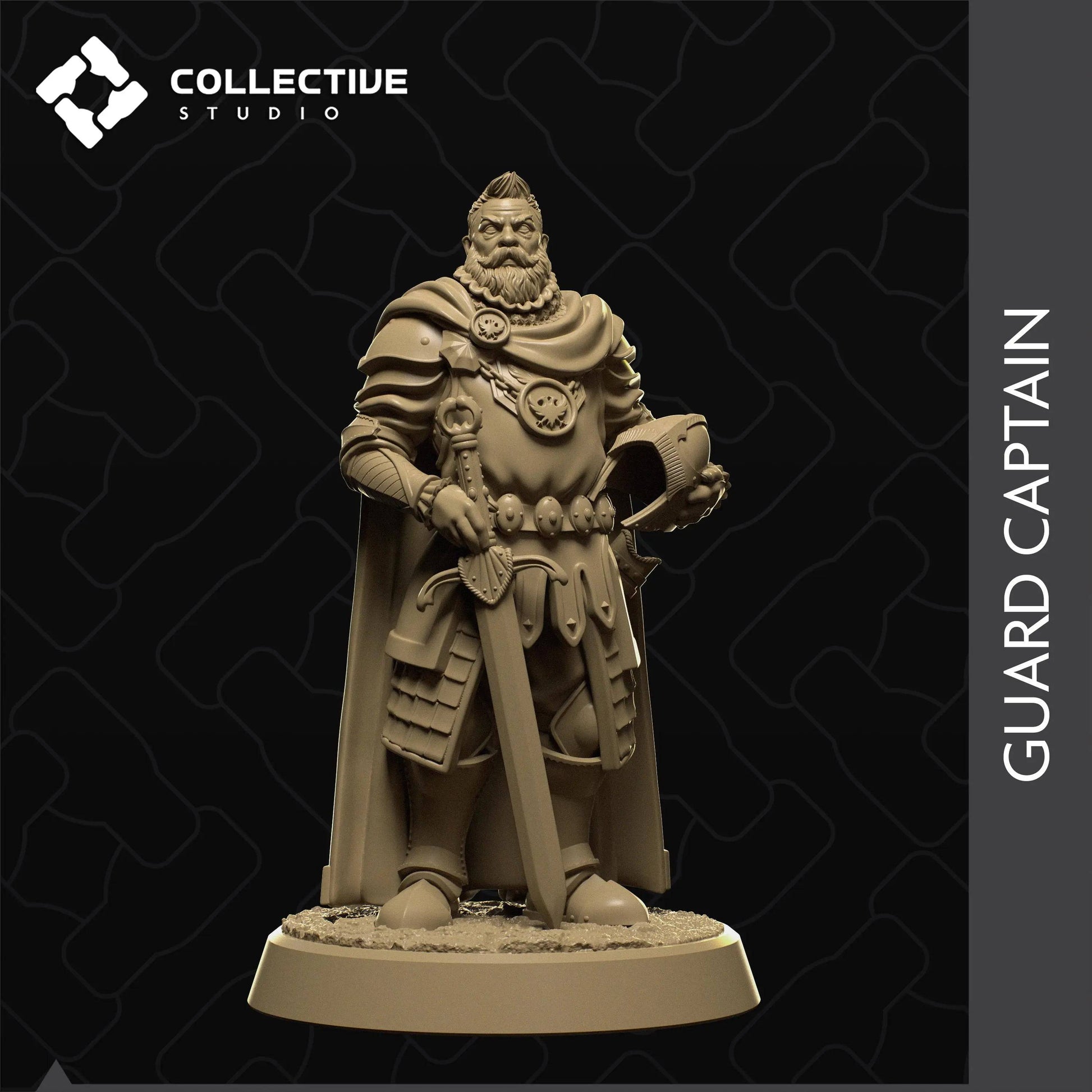 City Guard Captain Cloak and Sword | D&D TTRPG Character Miniature | Collective Studio - Tattles Told 3D