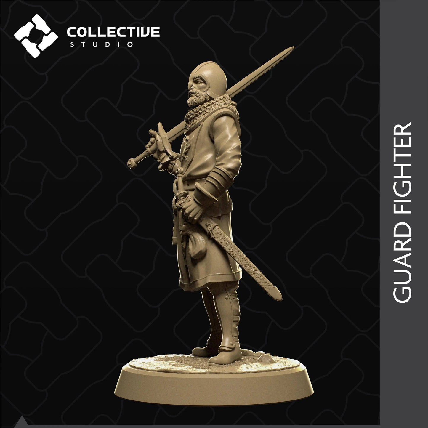 City Guard Fighter with Sword | D&D TTRPG Character Miniature | Collective Studio - Tattles Told 3D