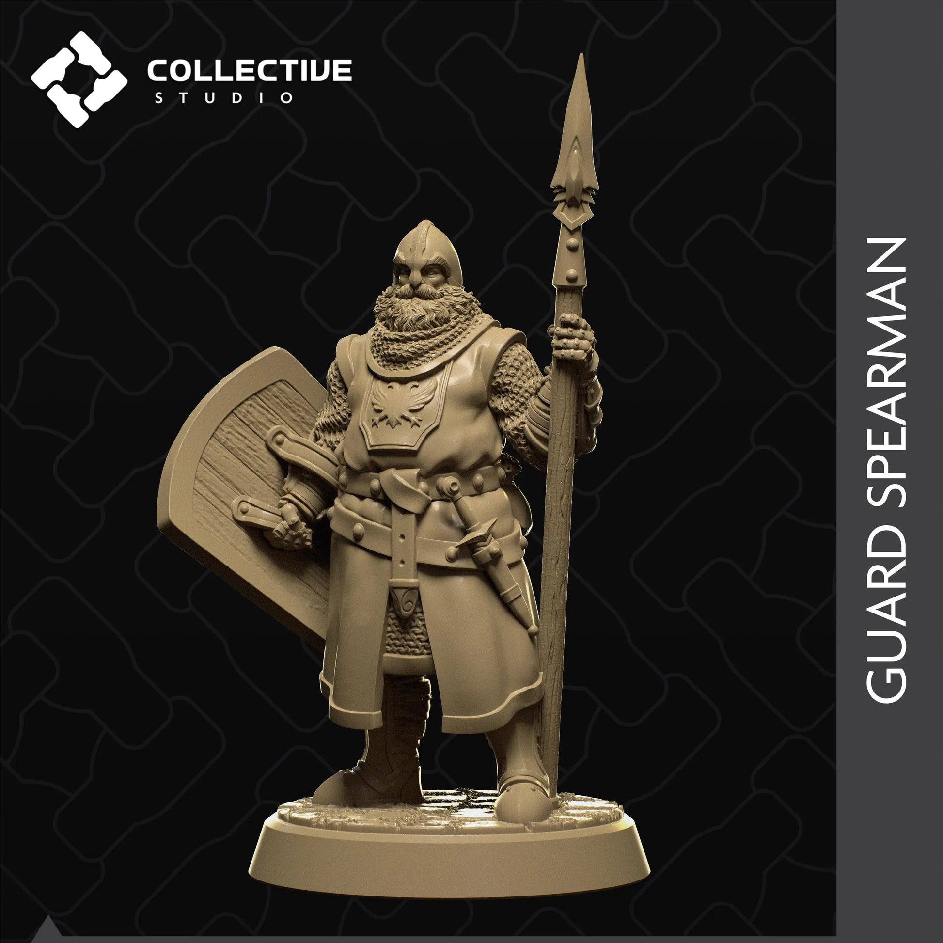 City Guard Spearman | D&D TTRPG Character Miniature | Collective Studio - Tattles Told 3D
