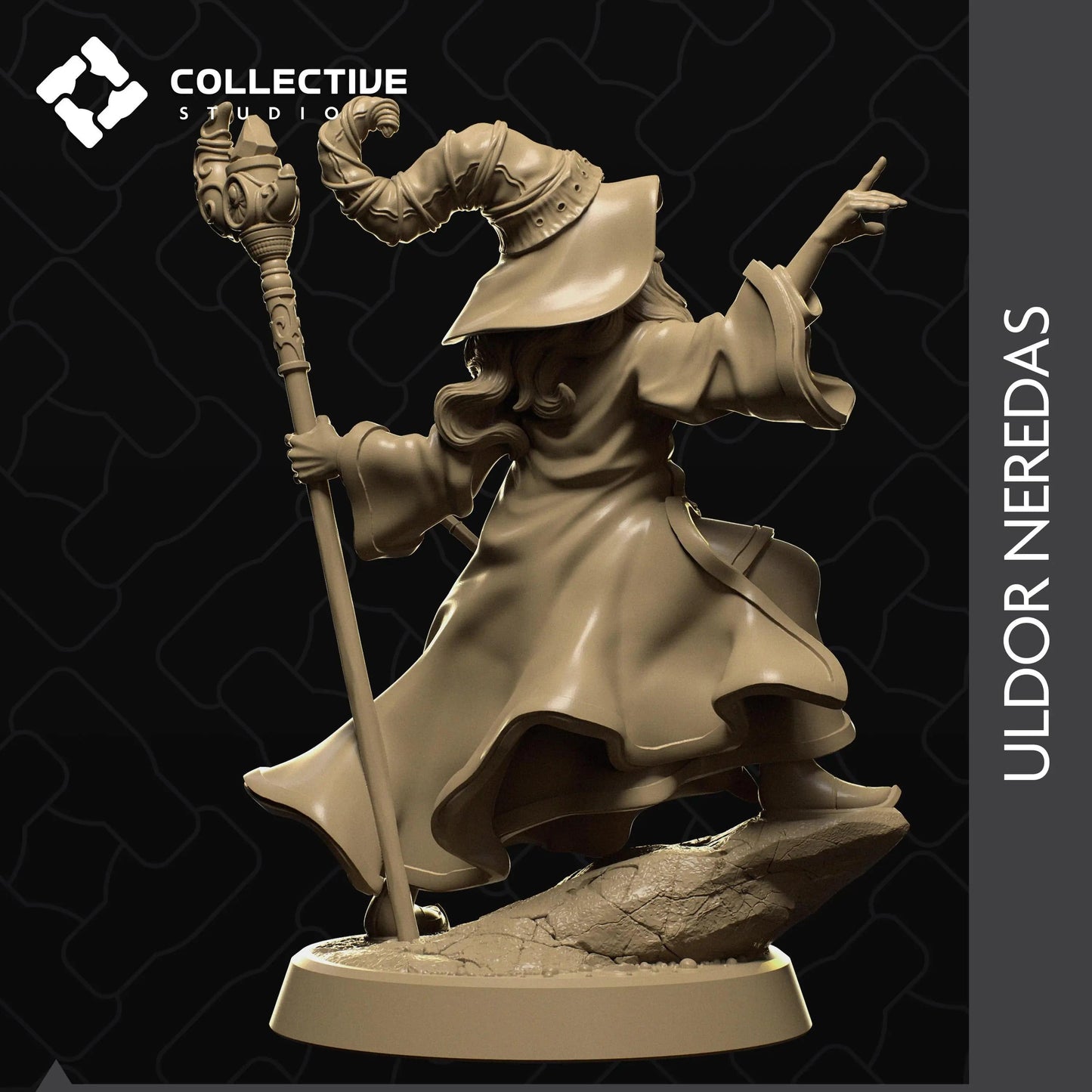 Classic Male Wizard Casting Spell | D&D TTRPG Character Miniature | Collective Studio - Tattles Told 3D