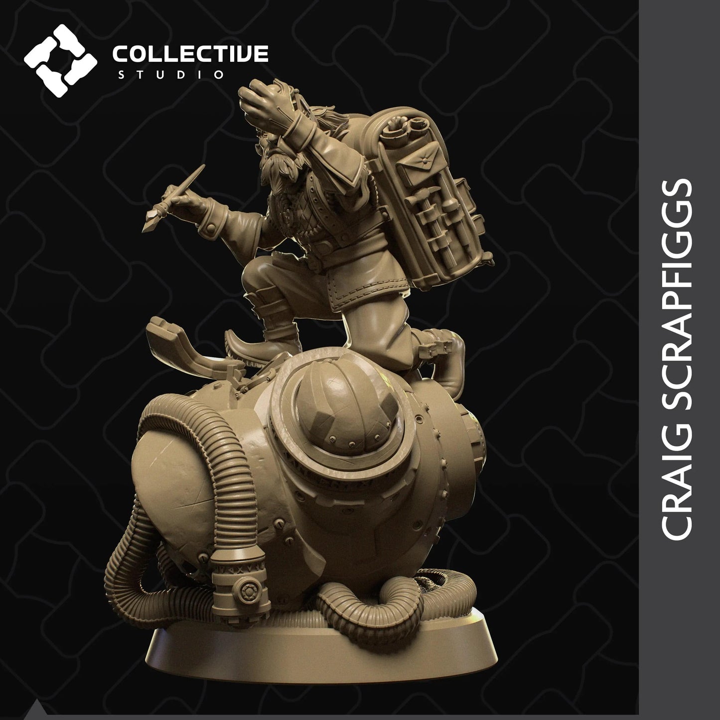 Craig Scrapfiggs | Gnome Halfling Artificer | D&D TTRPG Character Miniature | Collective Studio - Tattles Told 3D