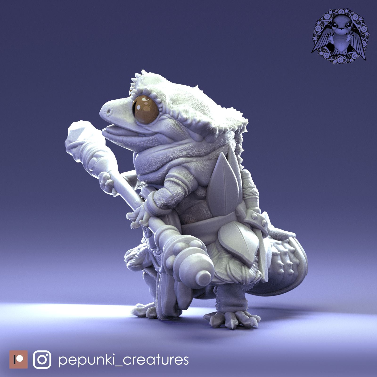 Crested Gecko Spearman | Dungeons and Dragons Tabletop Roleplaying Game Miniature | Pepunki Miniatures - Tattles Told 3D