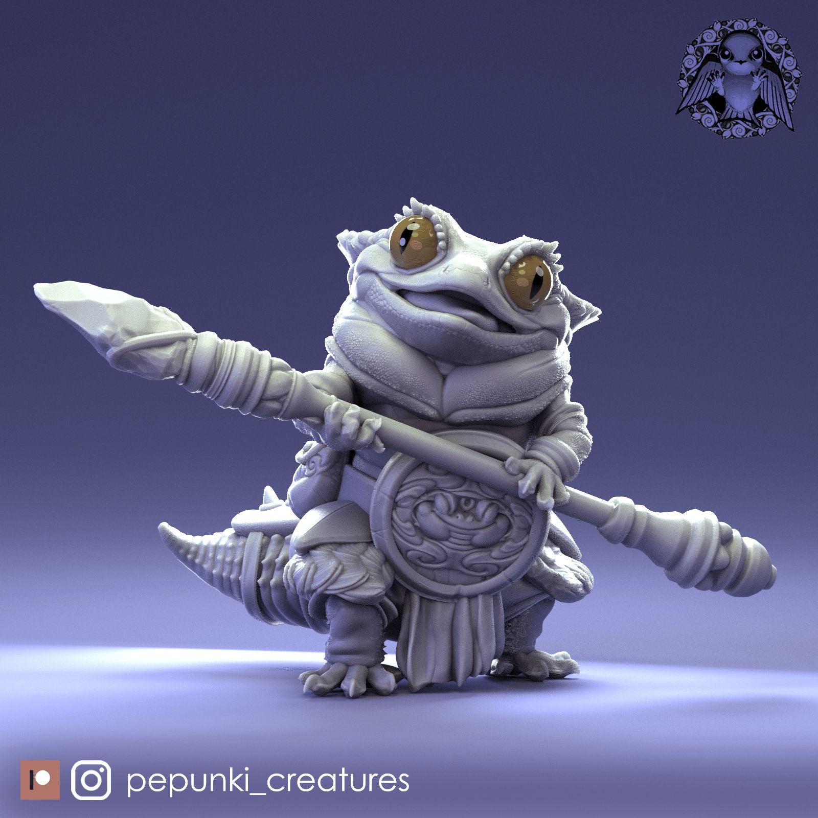 Crested Gecko Spearman | Dungeons and Dragons Tabletop Roleplaying Game Miniature | Pepunki Miniatures - Tattles Told 3D