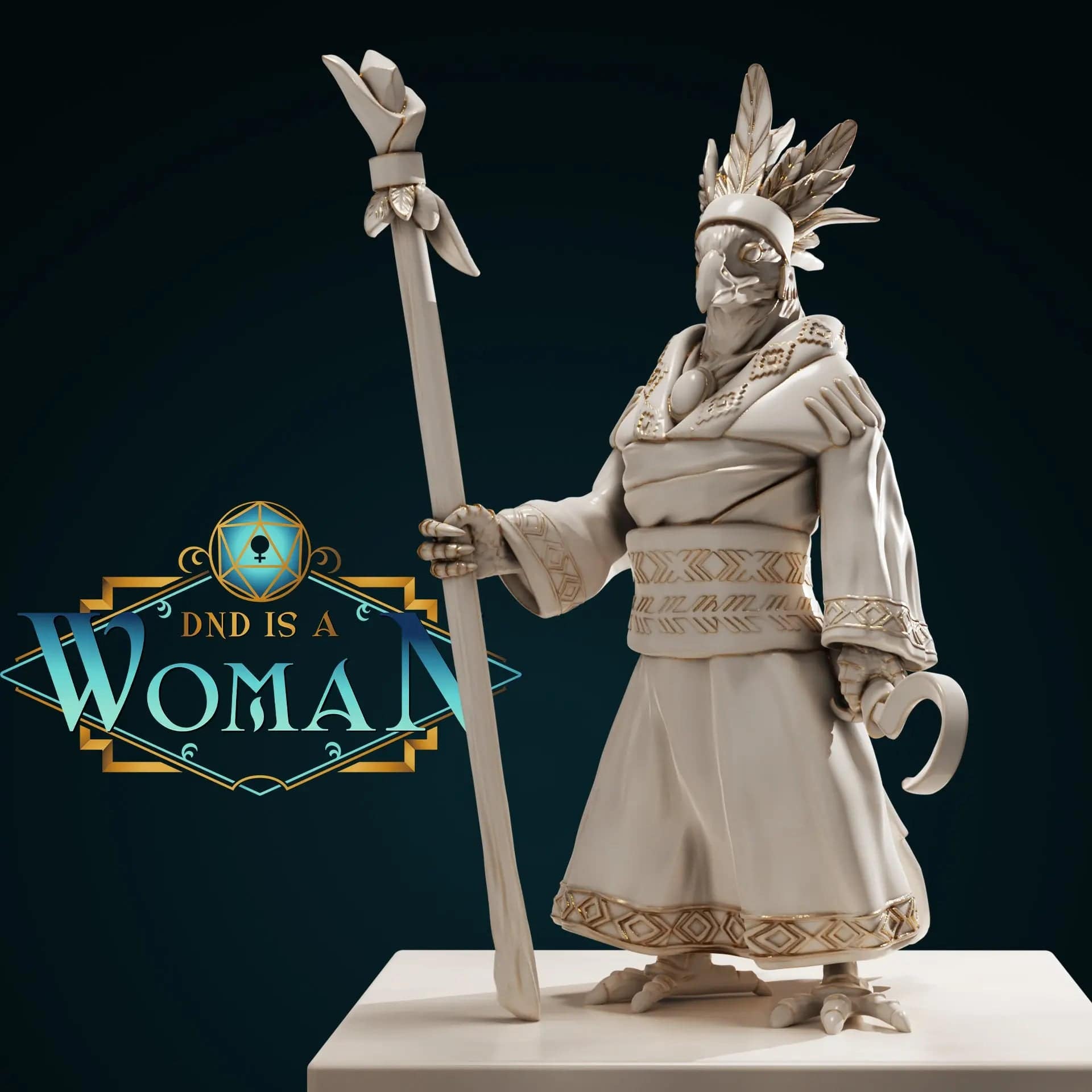 Criann, Aarakocra Kenku Druid Herbalist Crow | D&D Miniature TTRPG Character | DND is a Woman - Tattles Told 3D
