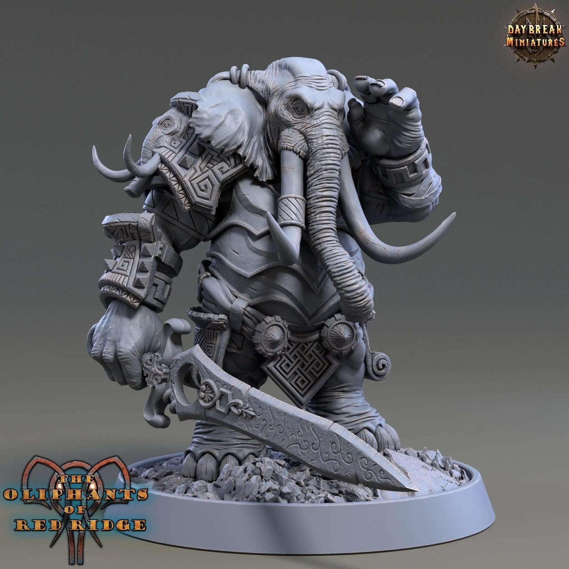 Cyrus Swordtusk, Loxodon Warrior | TTRPG Miniature | Daybreak Miniatures - Tattles Told 3D