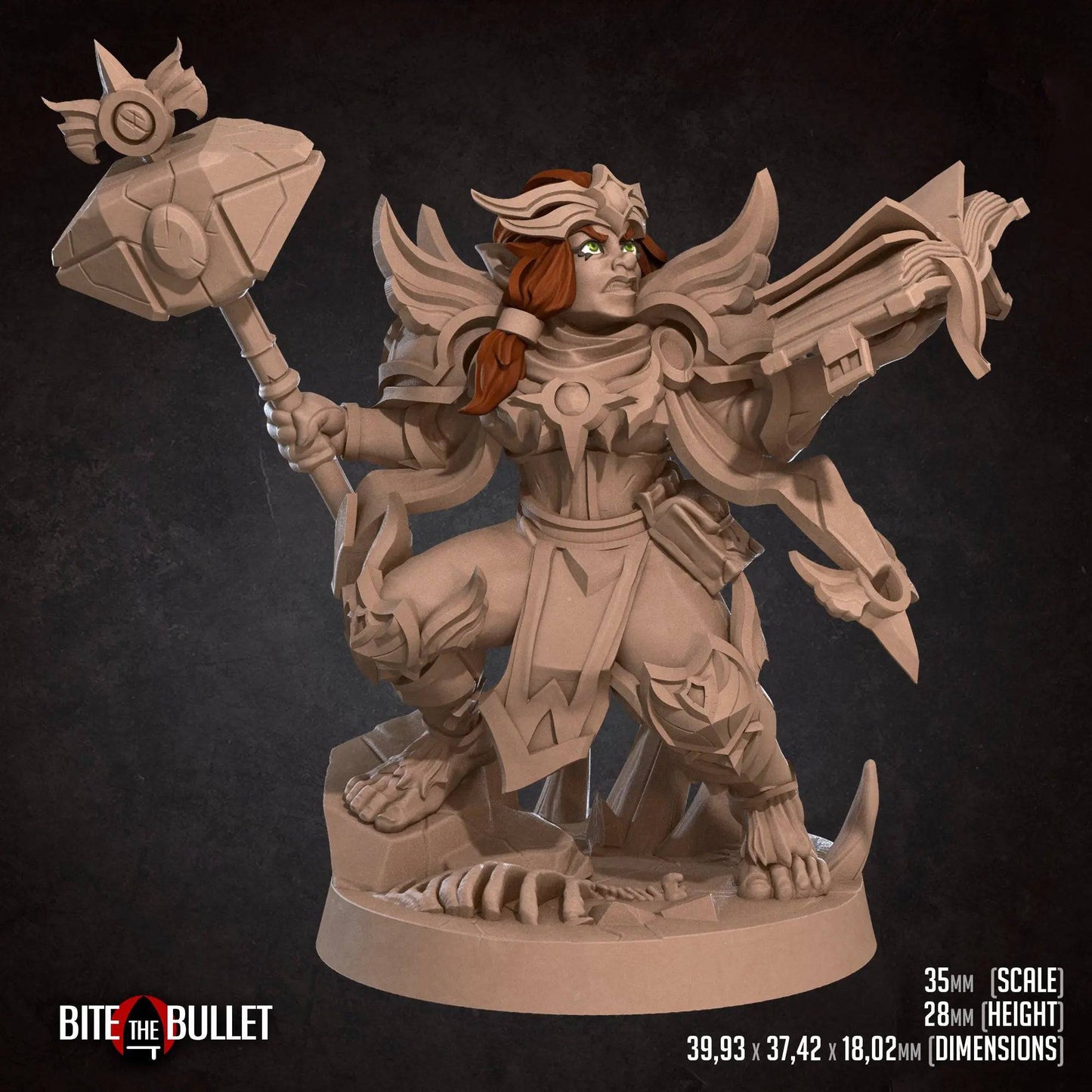 Dafne, Halfling Hobbit Gnome Hero Cleric Warrior | D&D Miniature TTRPG Character | Bite the Bullet - Tattles Told 3D