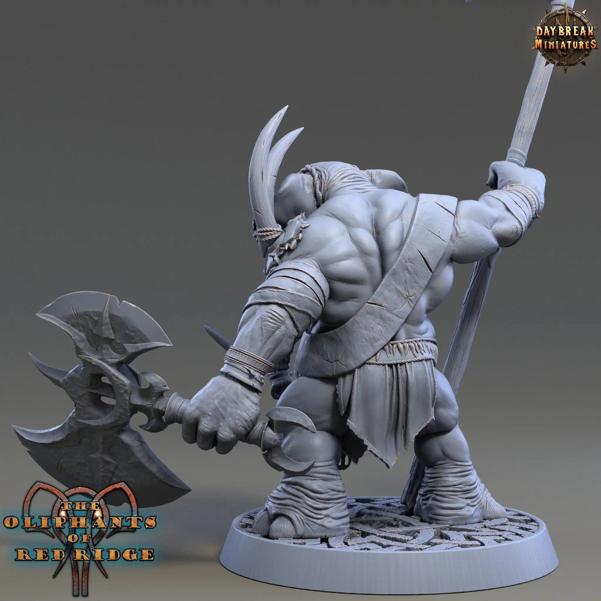 Dourbe Tuskbanner, Loxodon Warrior | TTRPG Miniature | Daybreak Miniatures - Tattles Told 3D