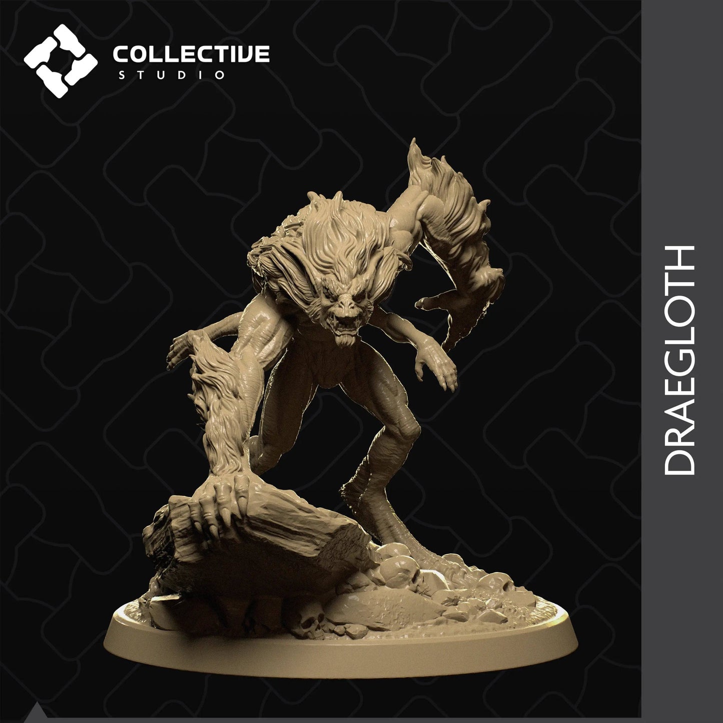 Draegloth Leaning Forward | D&D TTRPG Monster Miniature | Collective Studio - Tattles Told 3D