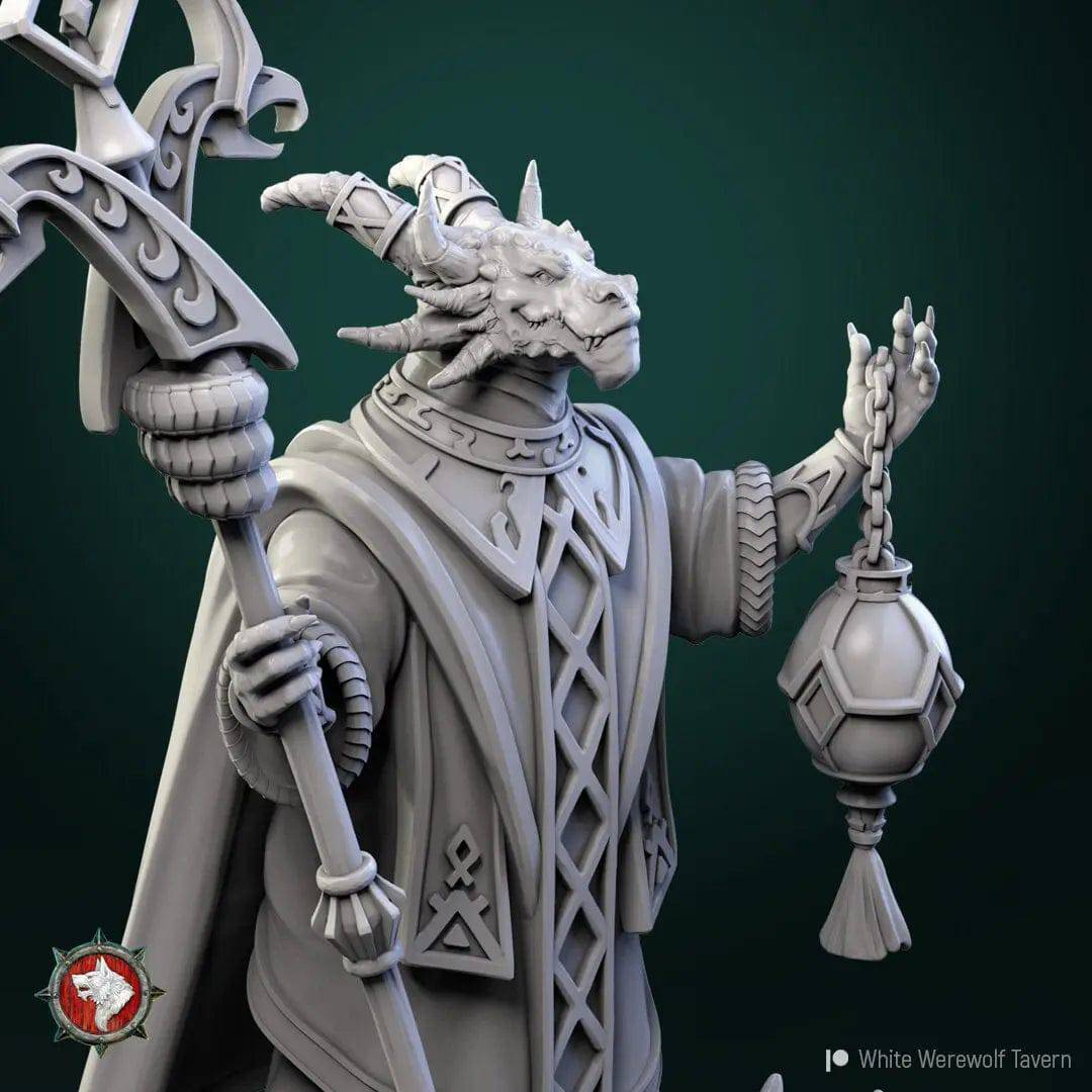 Dragonborn Priest | TTRPG Miniature | White Werewolf Tavern - Tattles Told 3D