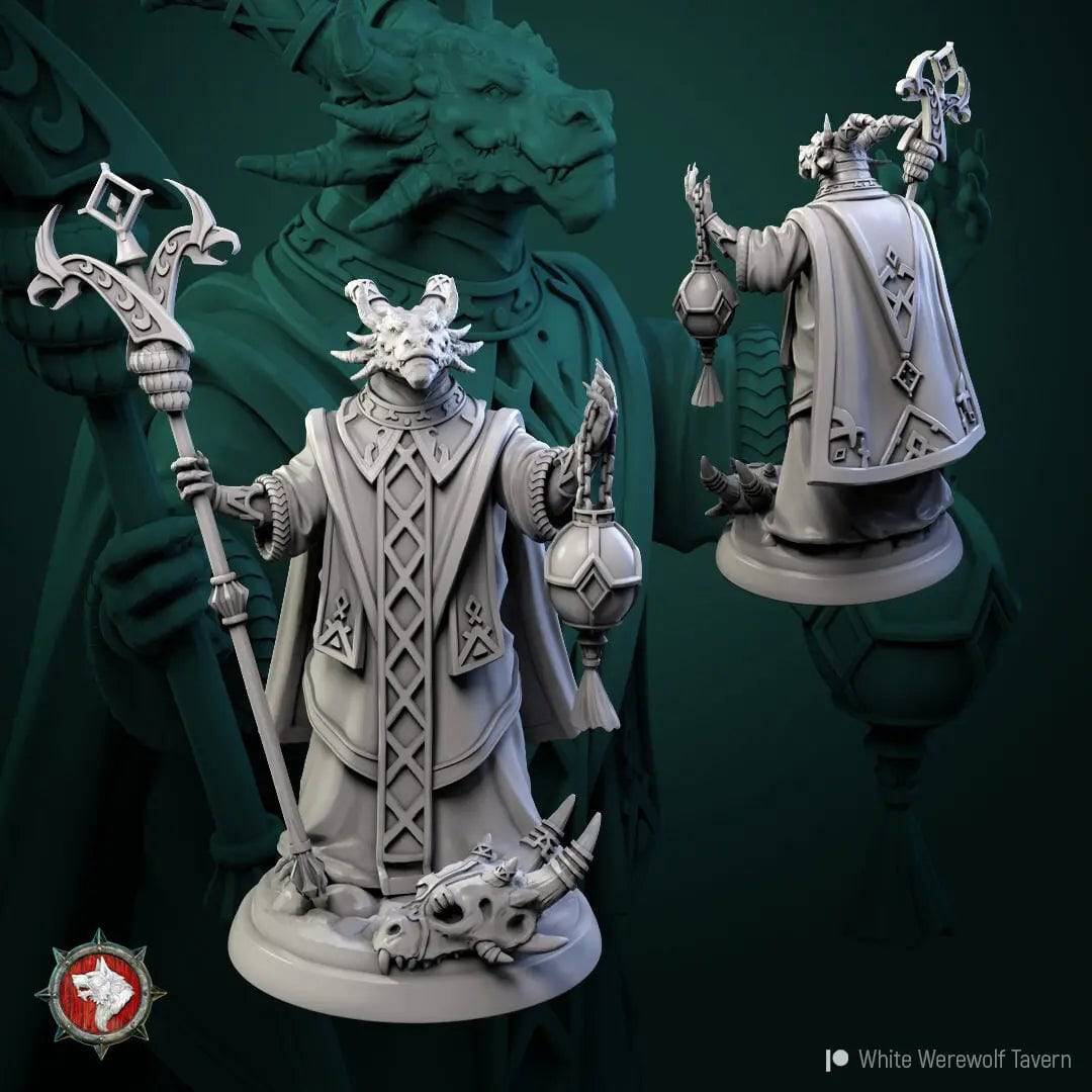 Dragonborn Priest | TTRPG Miniature | White Werewolf Tavern - Tattles Told 3D