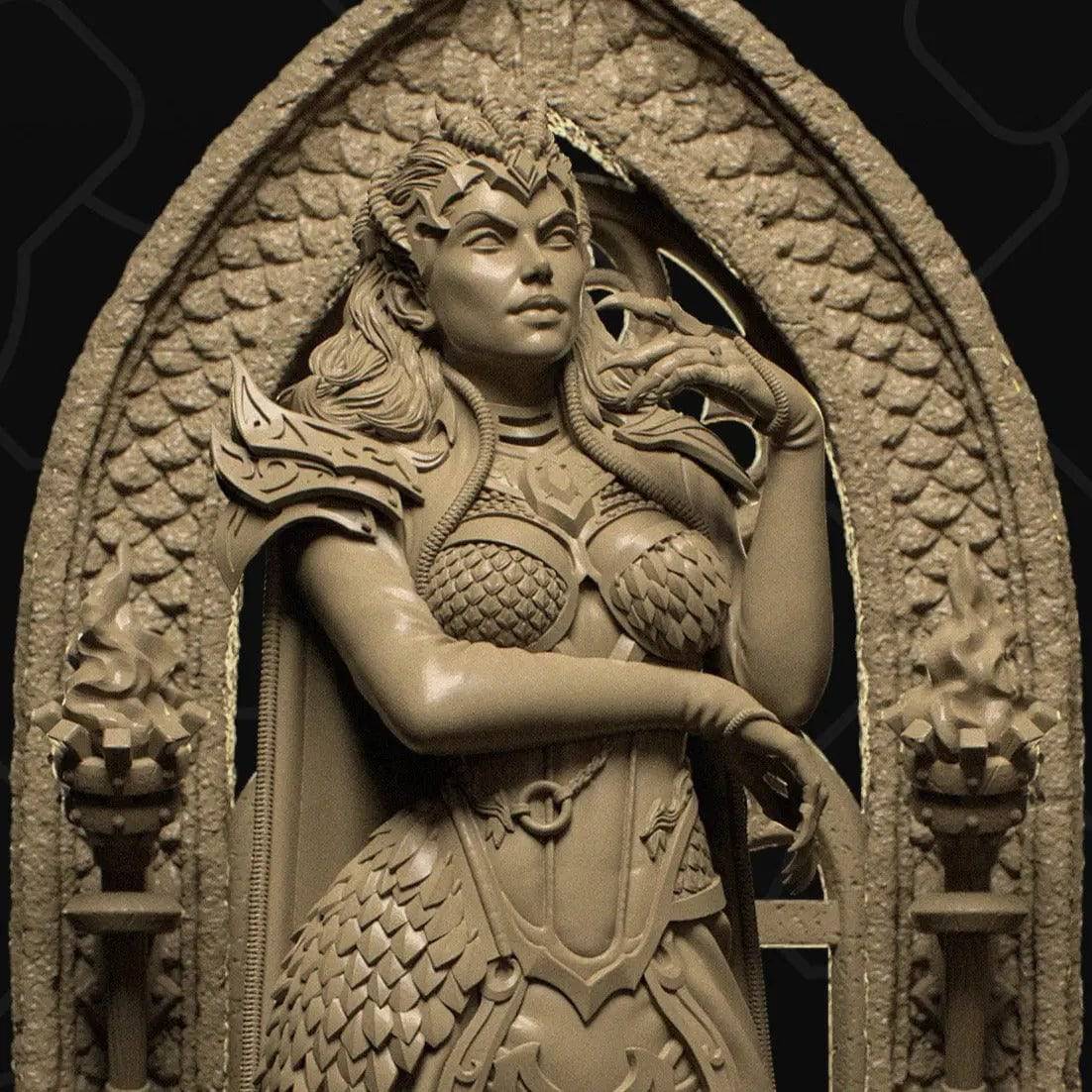 Dragoness Dragon Woman Noble Queen | D&D TTRPG Character Miniature | Collective Studio - Tattles Told 3D