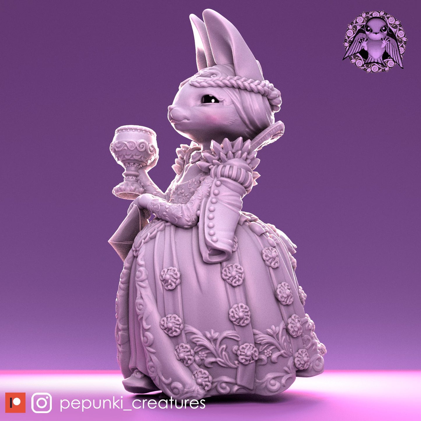 Duchess Bunny, Rabbit Noble Royal | Dungeons and Dragons Tabletop Roleplaying Game Miniature | Pepunki Miniatures - Tattles Told 3D