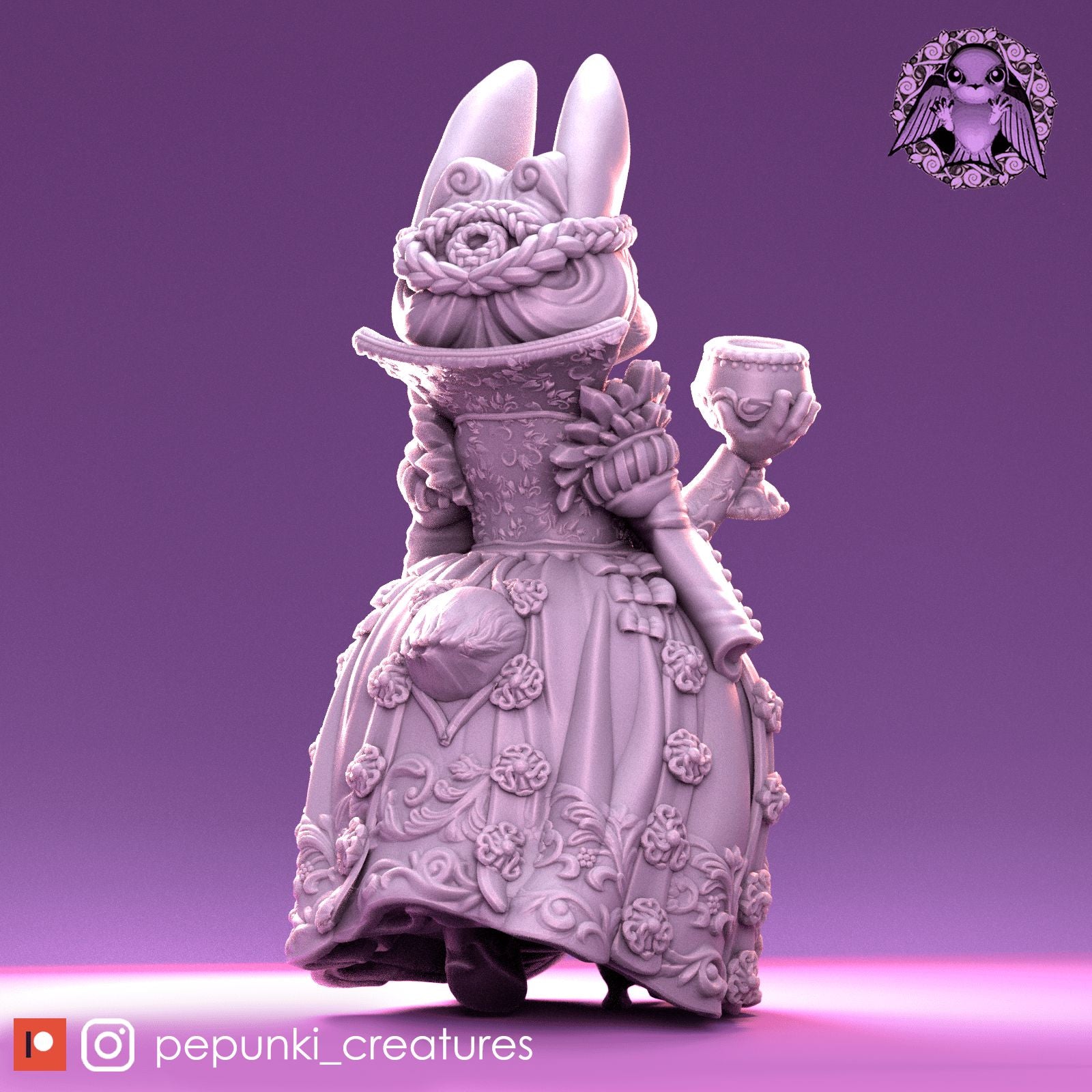 Duchess Bunny, Rabbit Noble Royal | Dungeons and Dragons Tabletop Roleplaying Game Miniature | Pepunki Miniatures - Tattles Told 3D