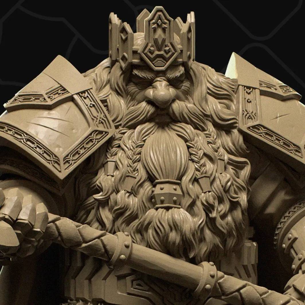 Dwarven King Holding a Battleaxe | D&D TTRPG Character Miniature | Collective Studio - Tattles Told 3D