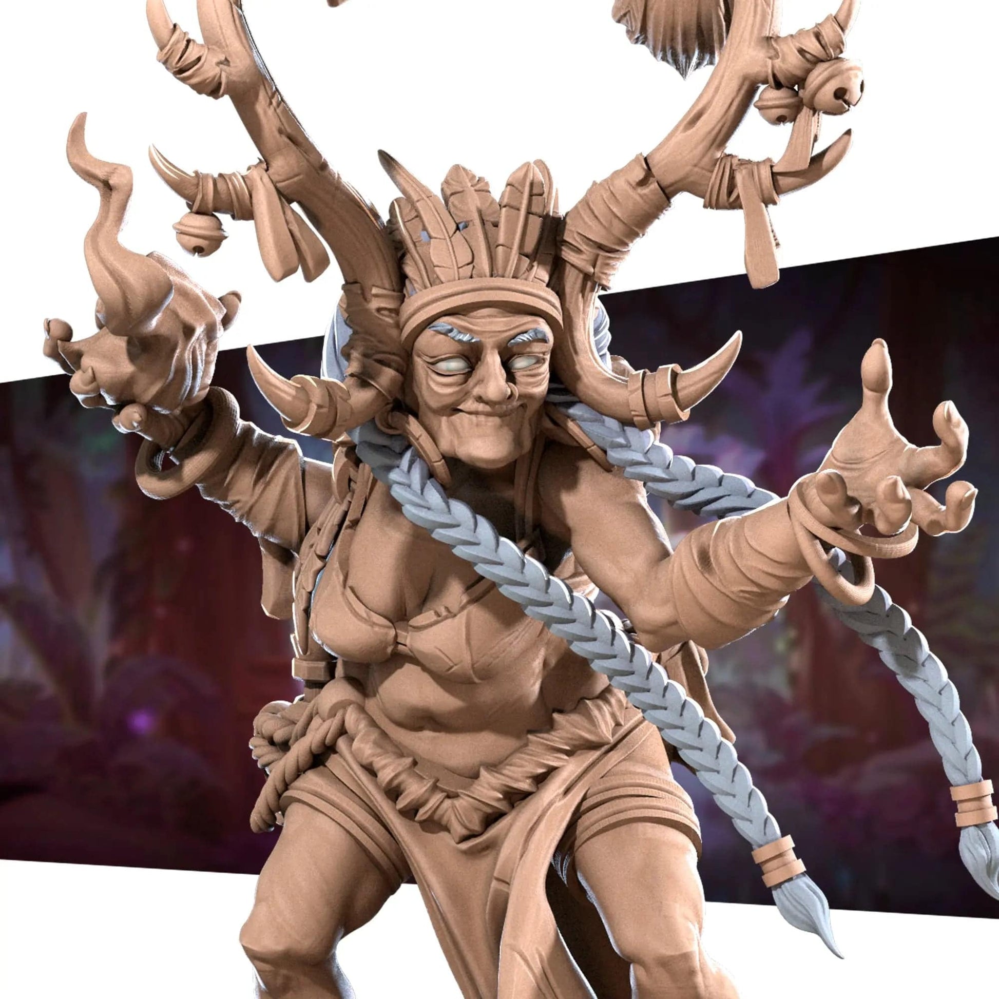 Elder Agatha, Shaman Witch Doctor | D&D Miniature TTRPG Character | Bite the Bullet - Tattles Told 3D