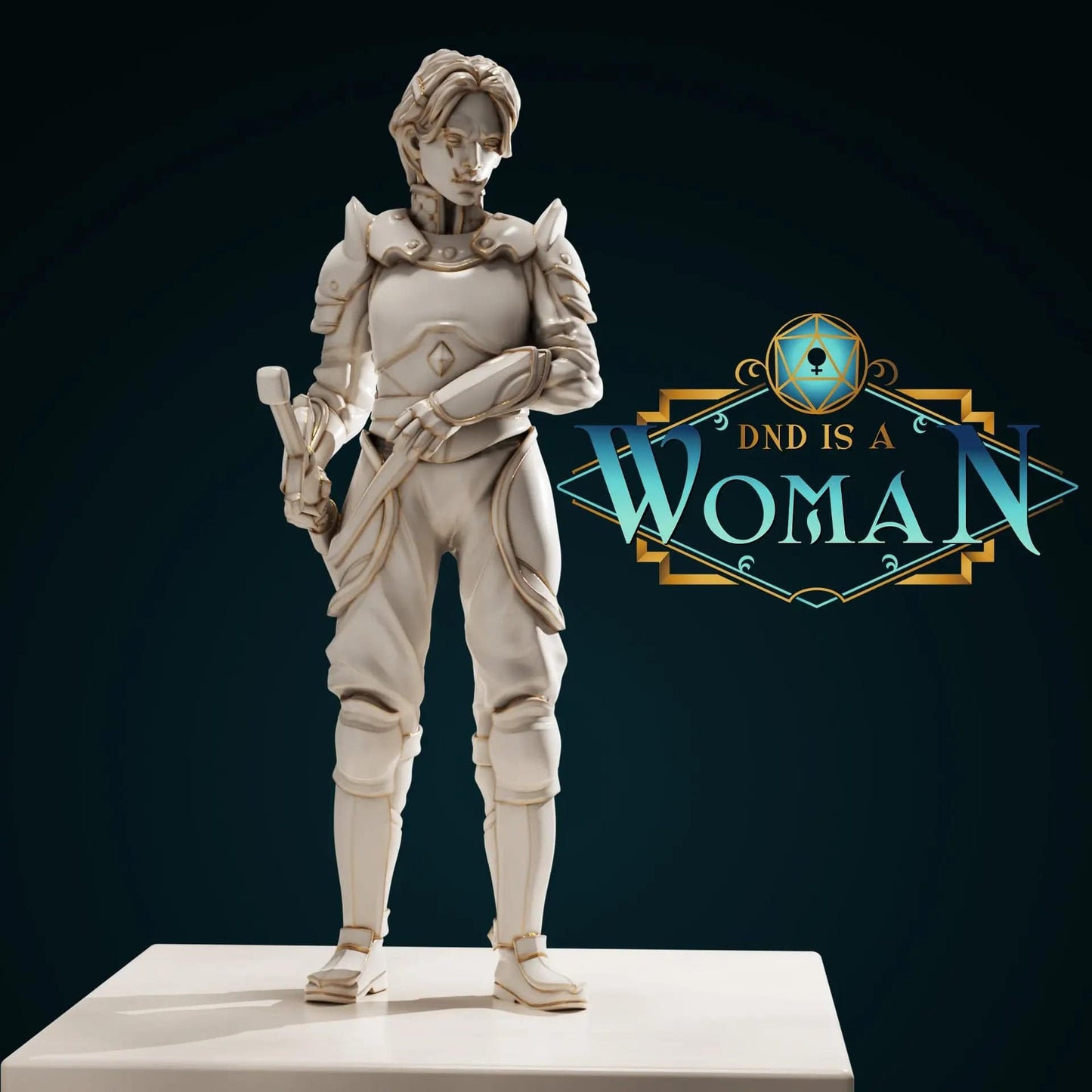 Ellenor, Human Fighter Queen | D&D Miniature TTRPG Character | DND is a Woman - Tattles Told 3D