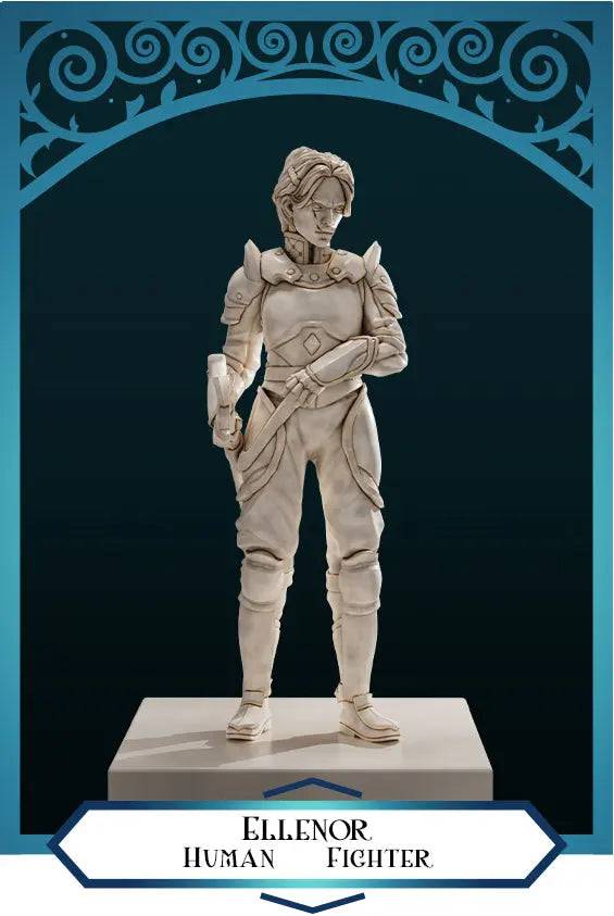 Ellenor, Human Fighter Queen | D&D Miniature TTRPG Character | DND is a Woman - Tattles Told 3D