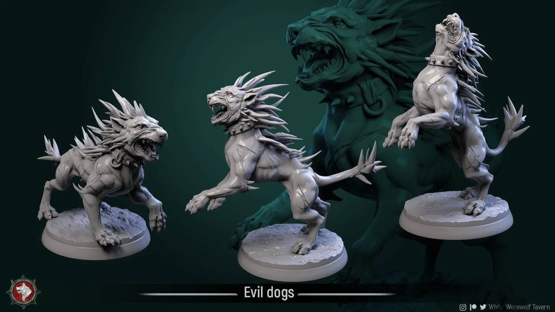 Evil Dogs | TTRPG Miniature | White Werewolf Tavern - Tattles Told 3D