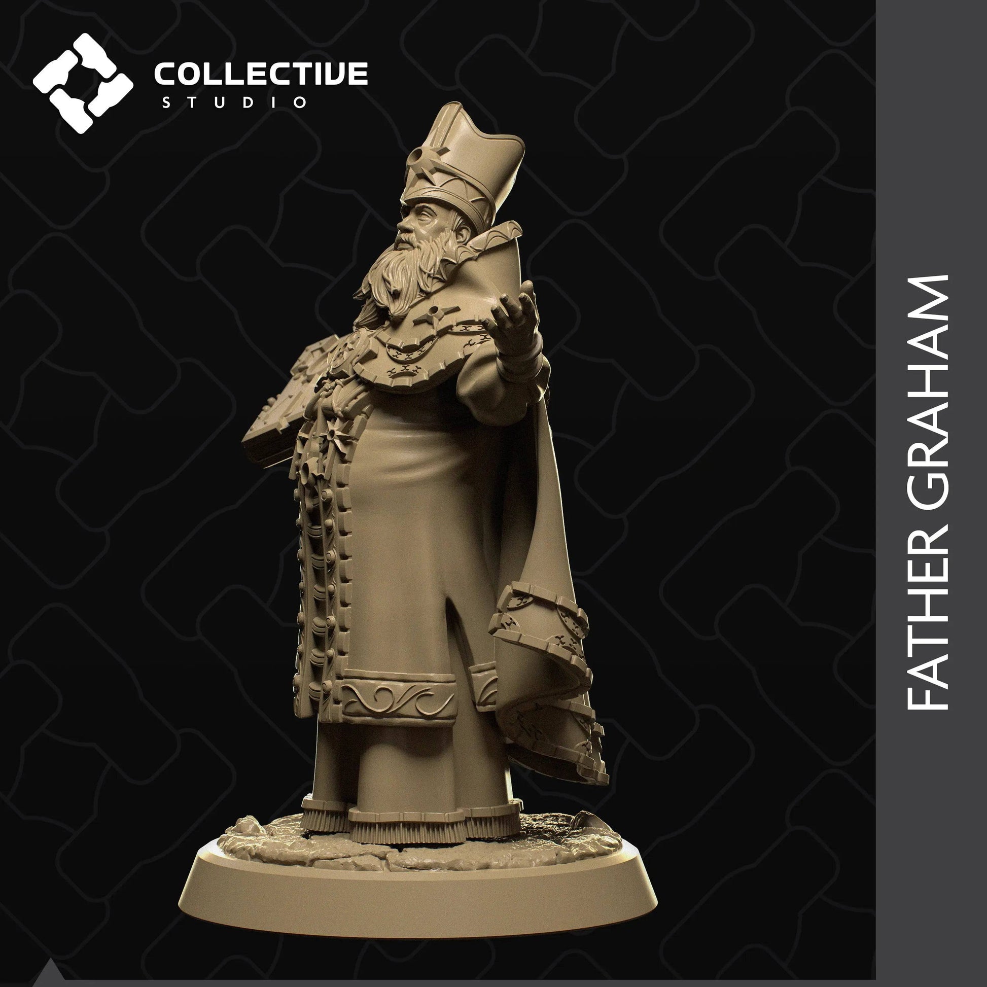 Father Graham | Priest Holy Man Church Leader | D&D TTRPG Character Miniature | Collective Studio - Tattles Told 3D