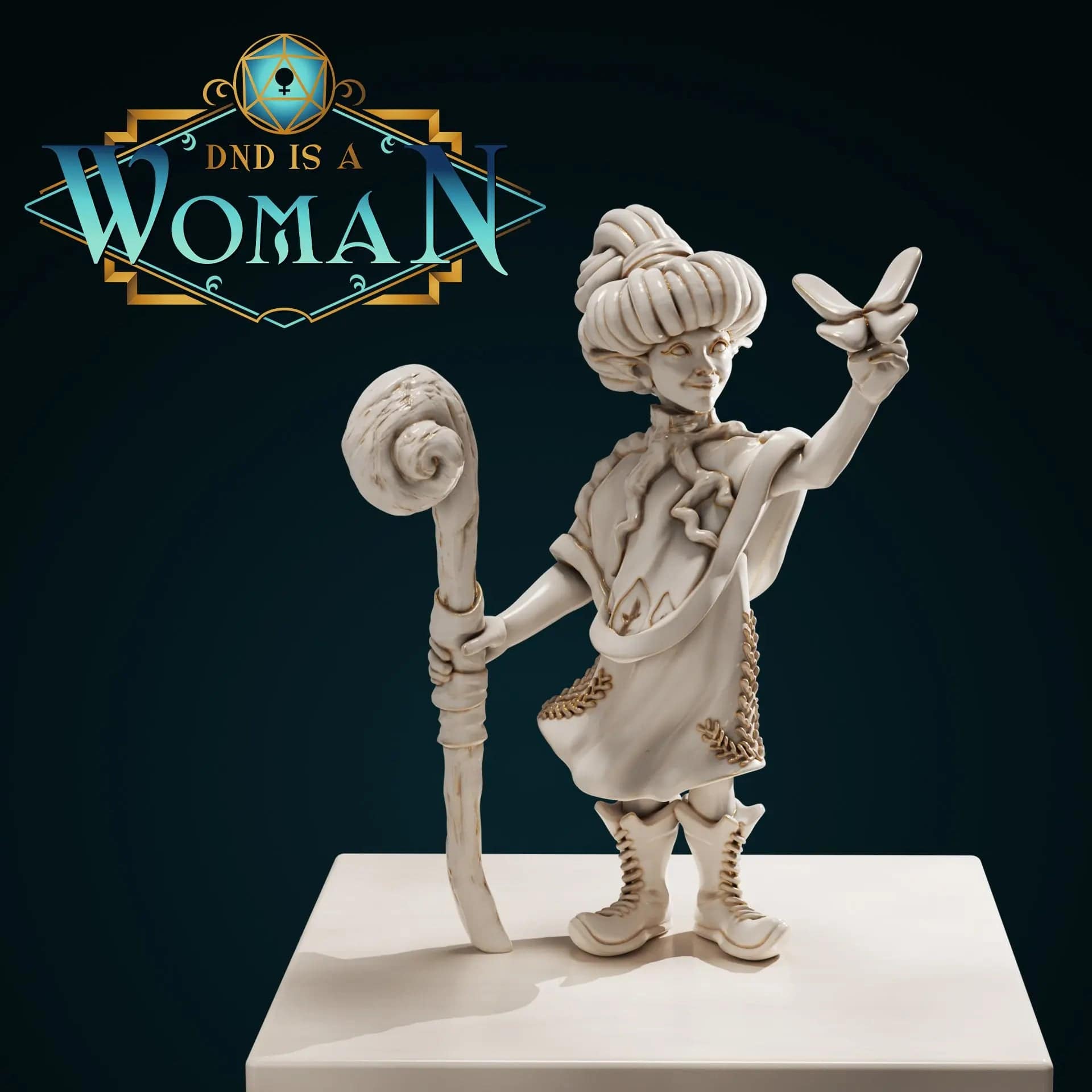 Fengles, Gnome Druid | D&D Miniature TTRPG Character | DND is a Woman - Tattles Told 3D