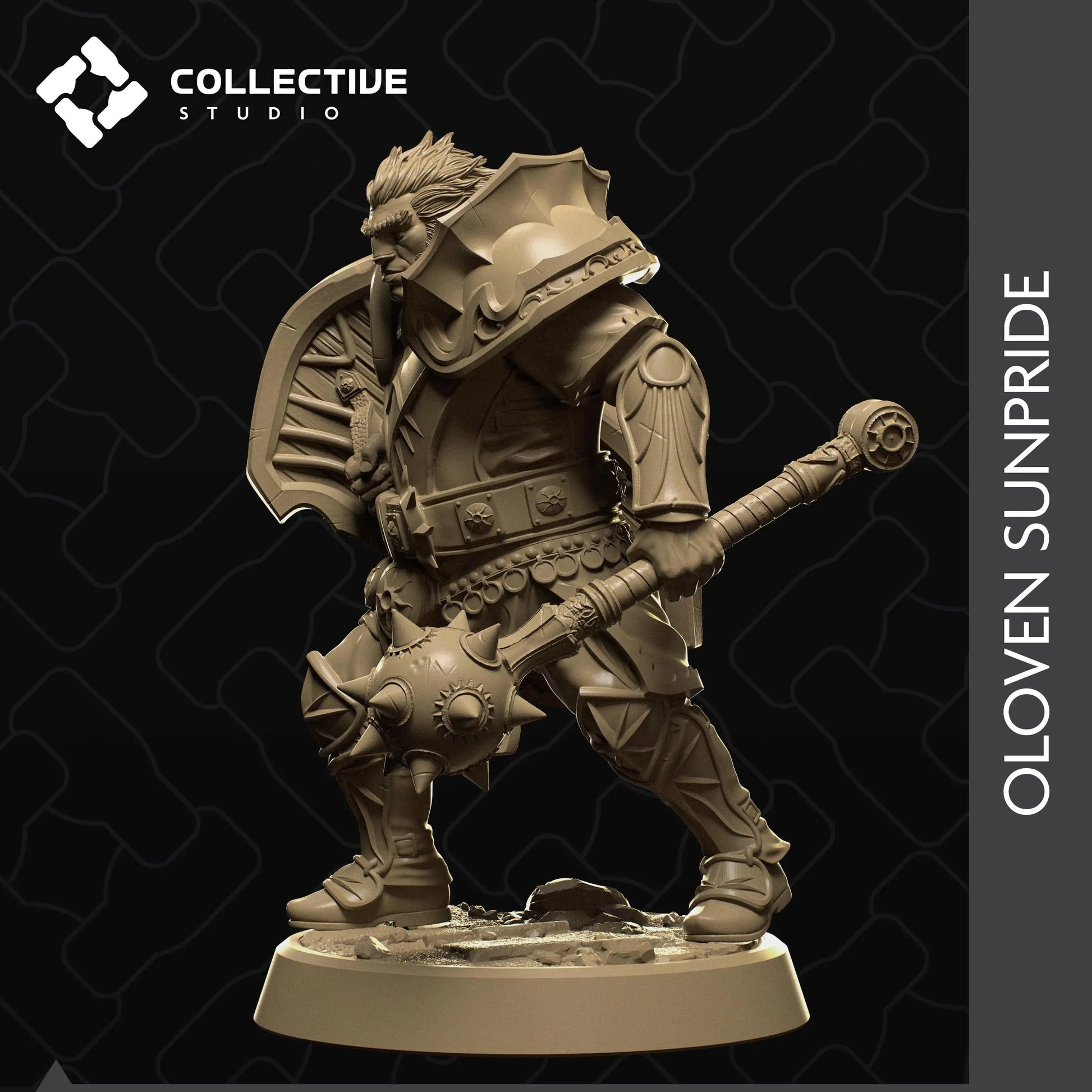 Firbolg Cleric Paladin Fighter Soldier | D&D TTRPG Character Miniature | Collective Studio - Tattles Told 3D