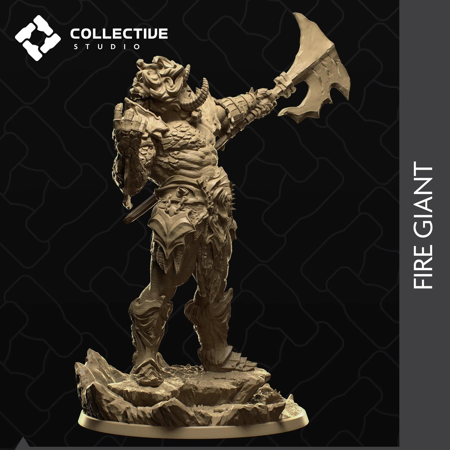 Flame Horned Giant | D&D TTRPG Monster Miniature | Collective Studio - Tattles Told 3D