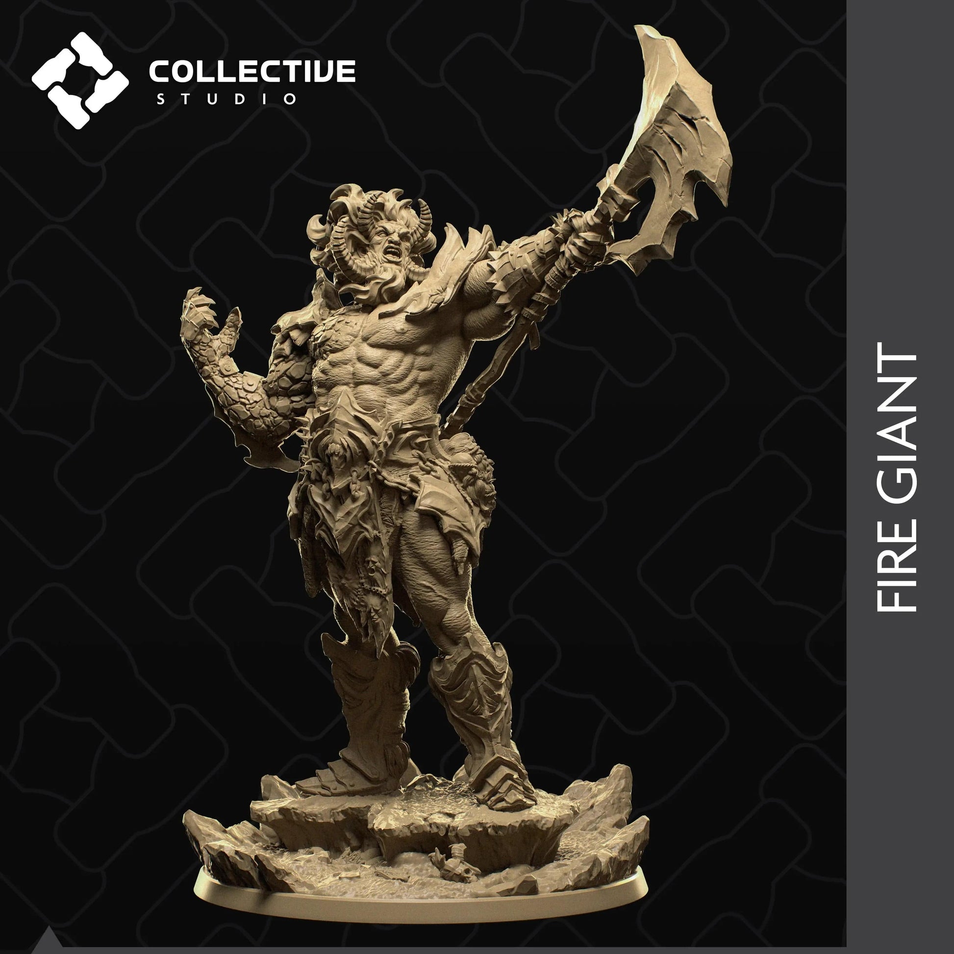 Flame Horned Giant | D&D TTRPG Monster Miniature | Collective Studio - Tattles Told 3D