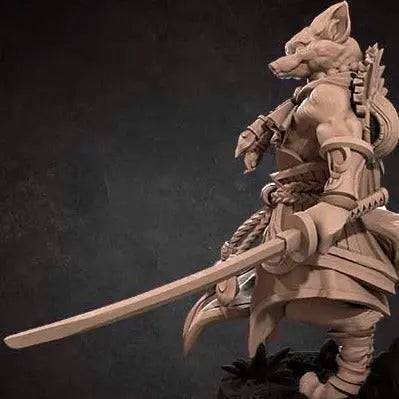 Foxfolk Monk Staff or Katana Sword | D&D Miniature TTRPG Character | Bite the Bullet - Tattles Told 3D