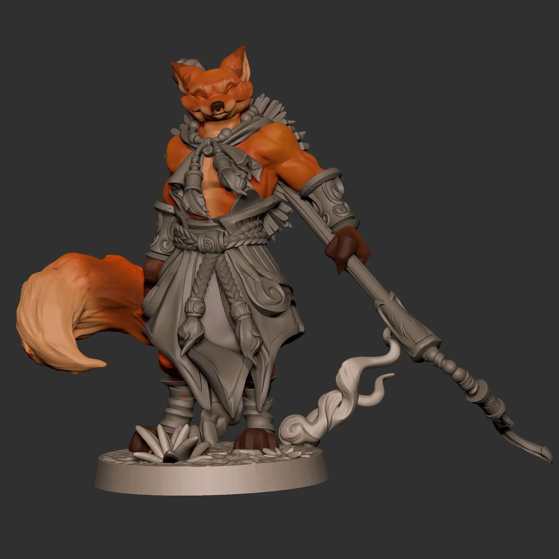 Foxfolk Monk Staff or Katana Sword | D&D Miniature TTRPG Character | Bite the Bullet - Tattles Told 3D