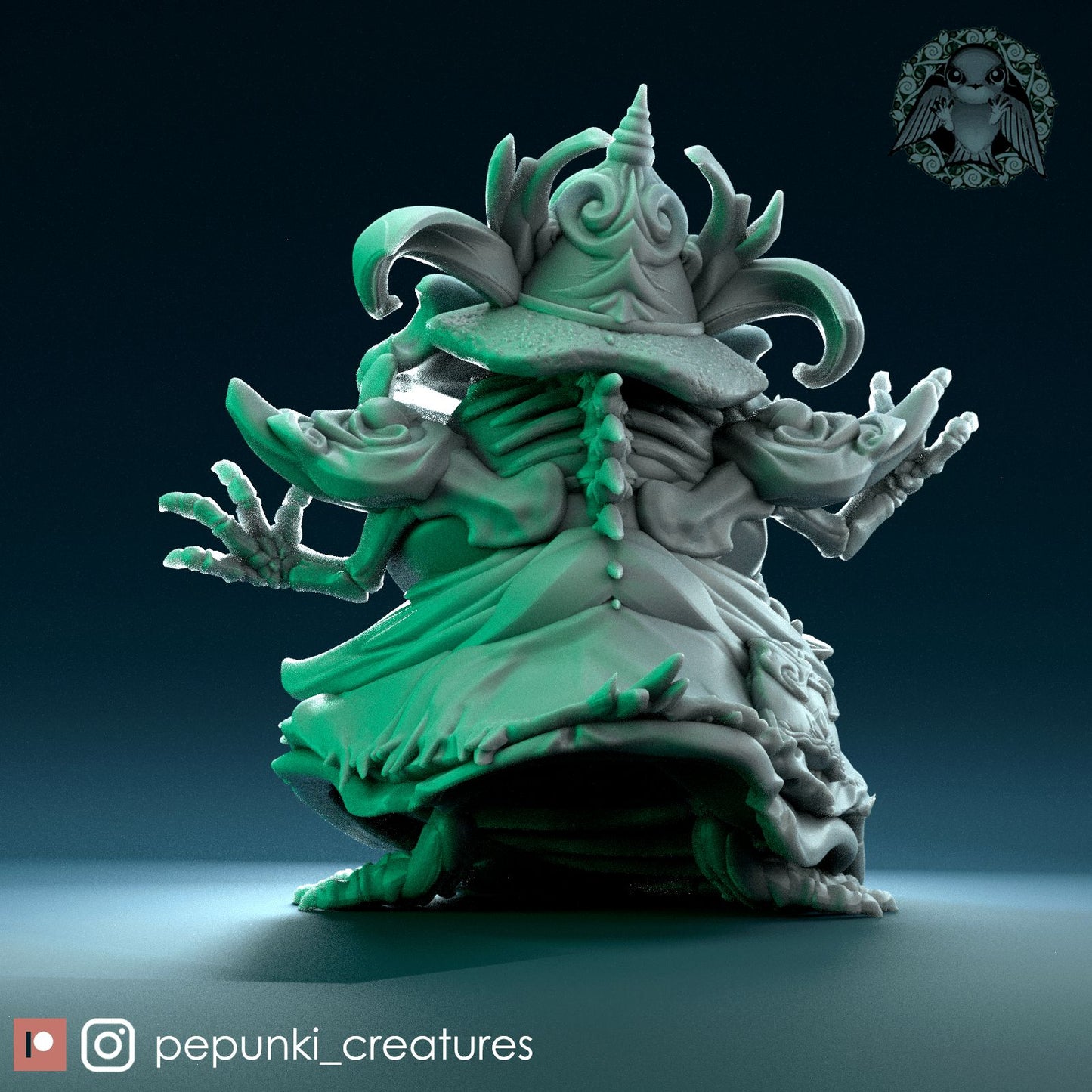 Frog Lich Witchdoctor Necromancer | Dungeons and Dragons Tabletop Roleplaying Game Miniature | Pepunki Miniatures - Tattles Told 3D