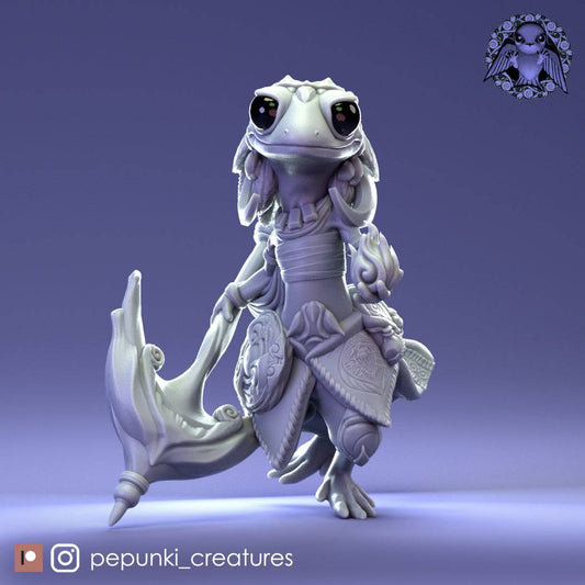 Gecko Mage Sorceress Dancer | Dungeons and Dragons Tabletop Roleplaying Game Miniature | Pepunki Miniatures - Tattles Told 3D