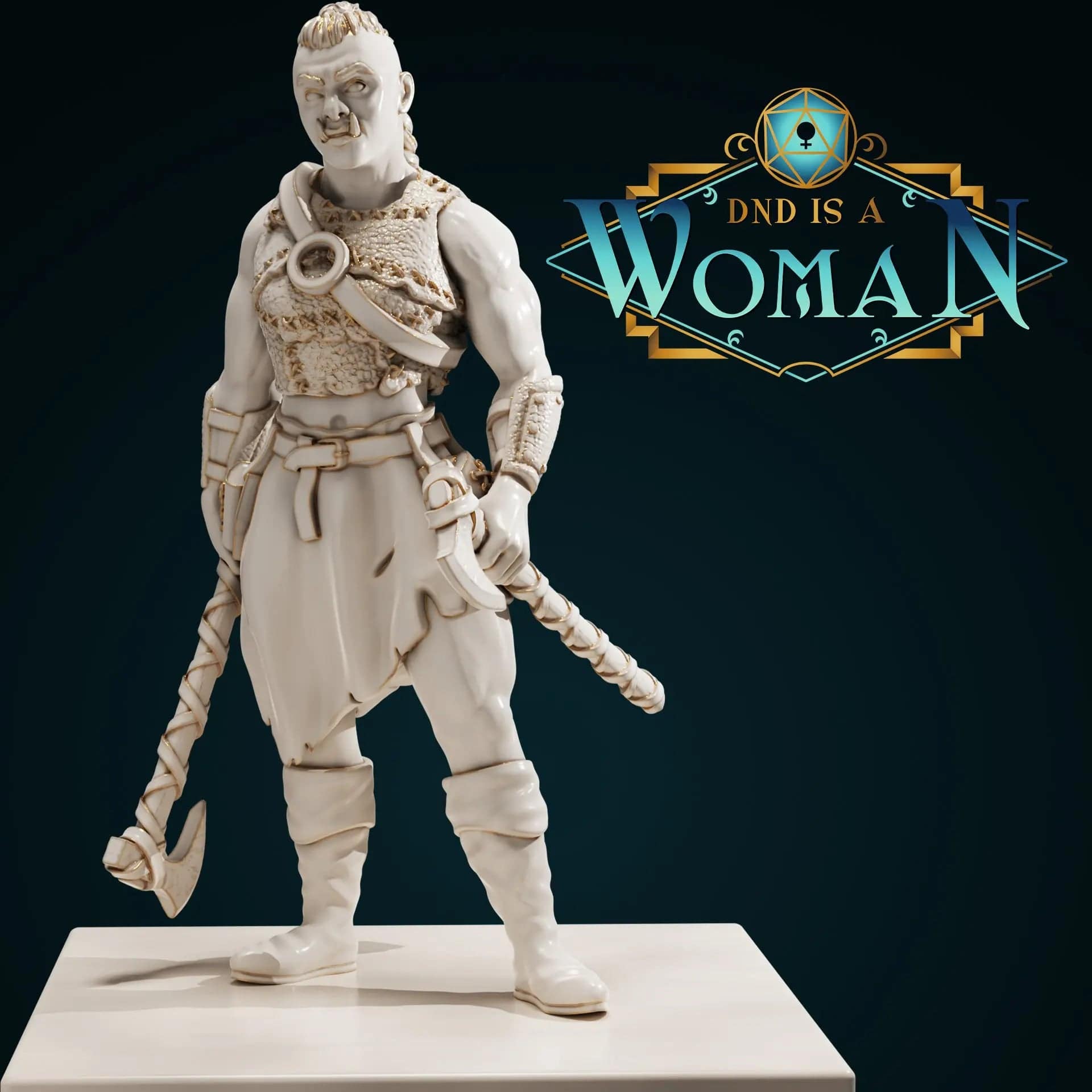 Gelrain, Orc Barbarian | D&D Miniature TTRPG Character | DND is a Woman - Tattles Told 3D