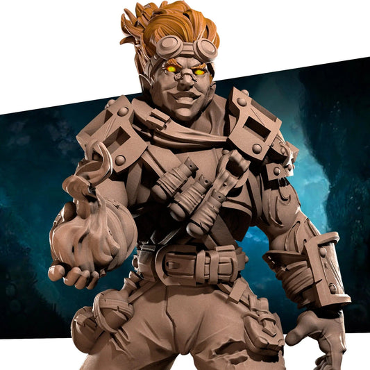 Genasi Fire Elemental Artificer | D&D Miniature TTRPG Character | Bite the Bullet - Tattles Told 3D