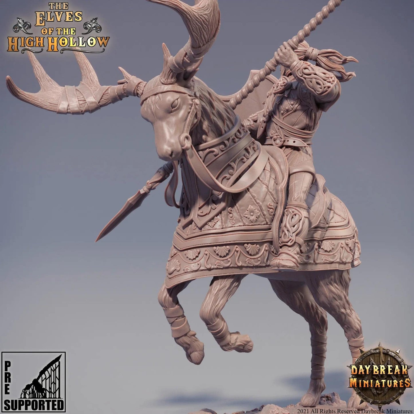 Glaive, son of Faeren, Elf Mounted Fighter | TTRPG Miniature | Daybreak Miniatures - Tattles Told 3D