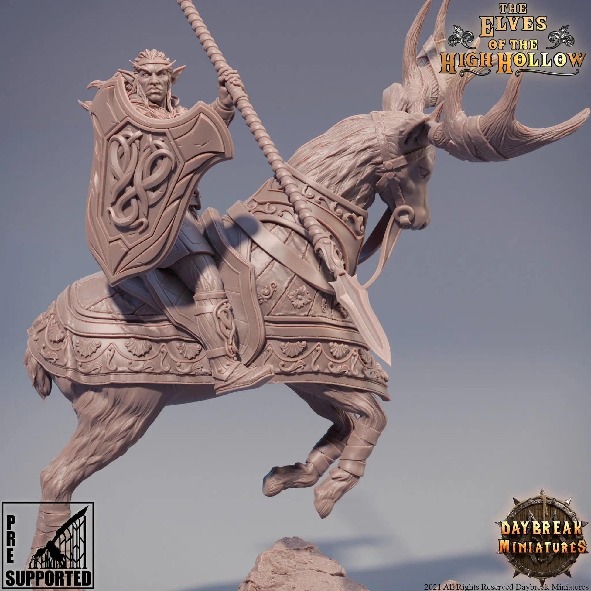 Glaive, son of Faeren, Elf Mounted Fighter | TTRPG Miniature | Daybreak Miniatures - Tattles Told 3D