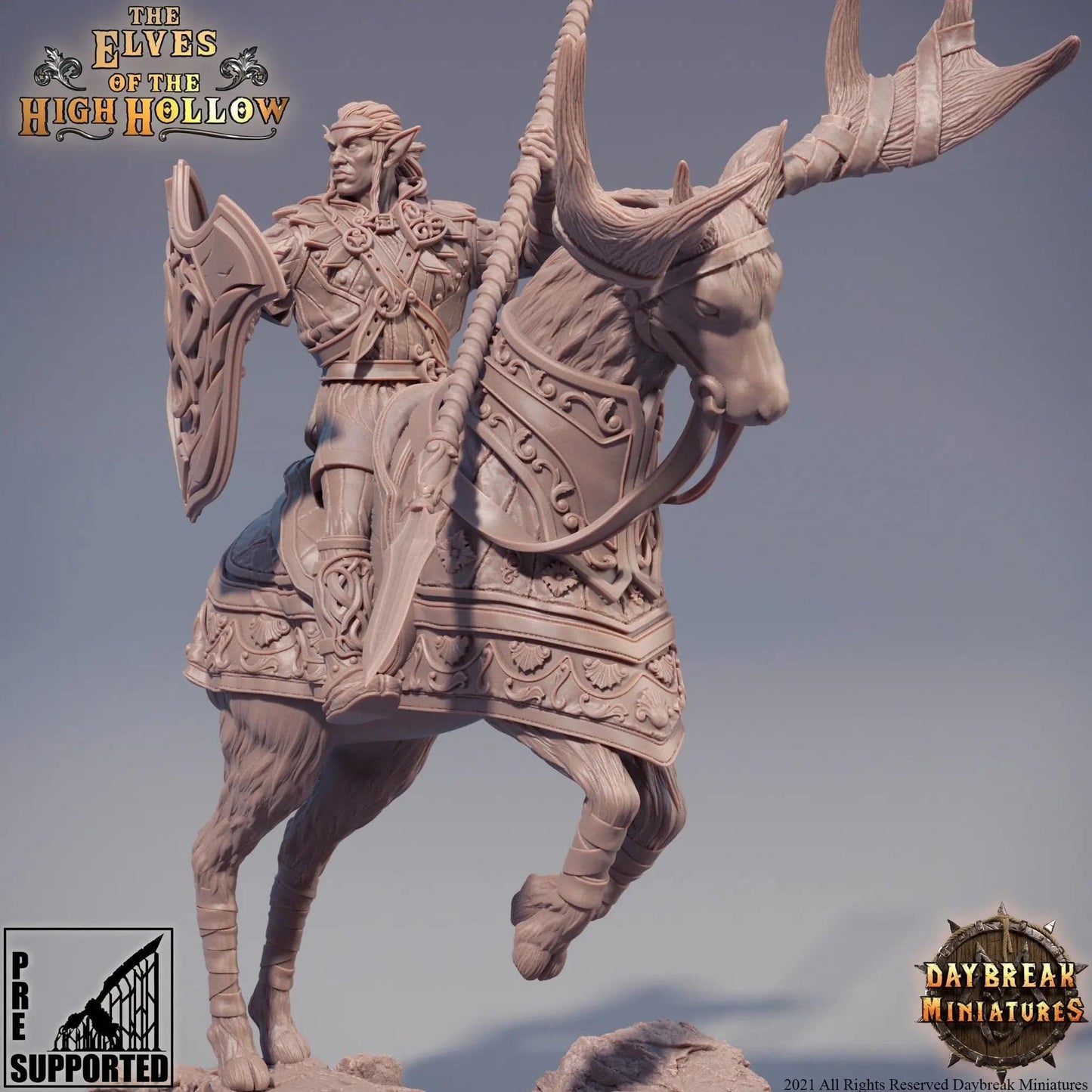 Glaive, son of Faeren, Elf Mounted Fighter | TTRPG Miniature | Daybreak Miniatures - Tattles Told 3D