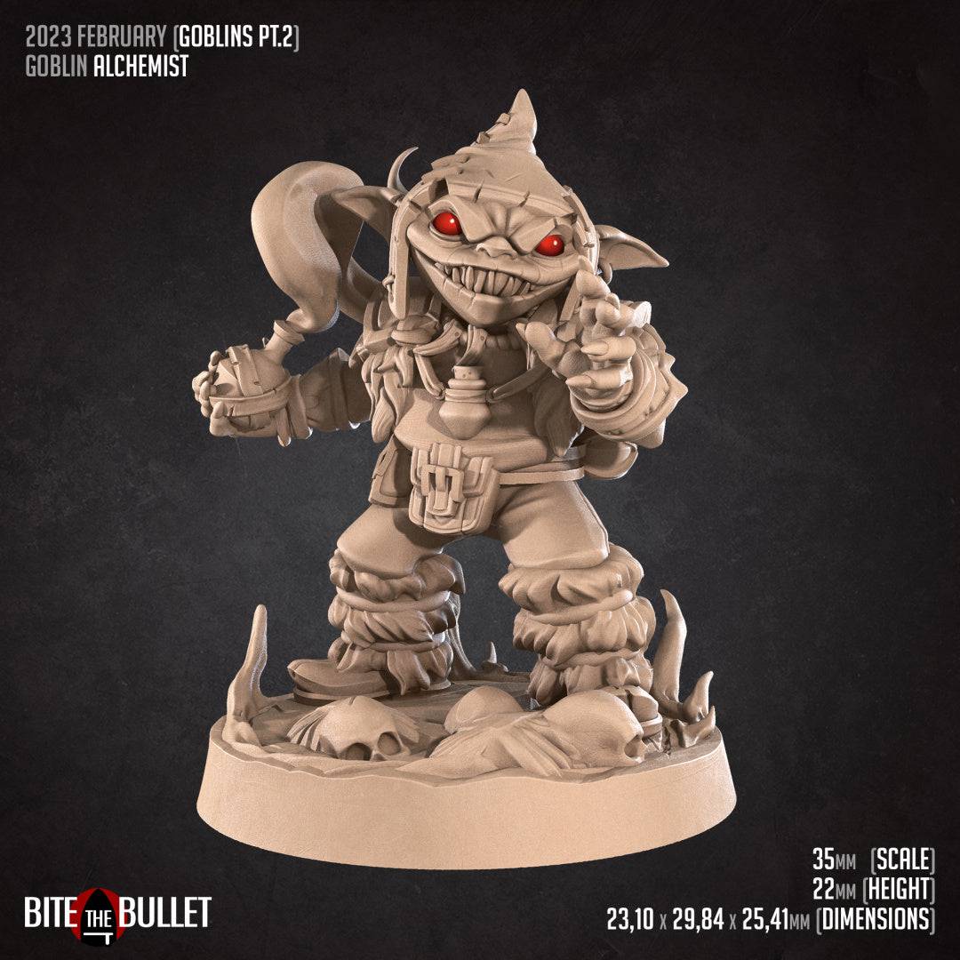 Goblin Alchemist | D&D Miniature TTRPG Character | Bite the Bullet - Tattles Told 3D