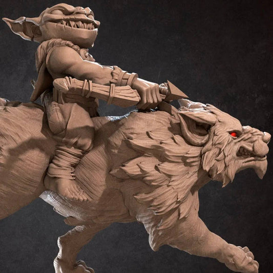 Goblin Archer Mounted on Wolf | D&D Miniature TTRPG Character | Bite the Bullet - Tattles Told 3D