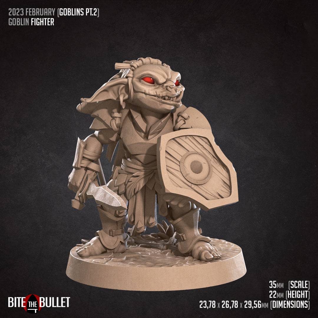 Goblin Fighter | D&D Miniature TTRPG Character | Bite the Bullet - Tattles Told 3D