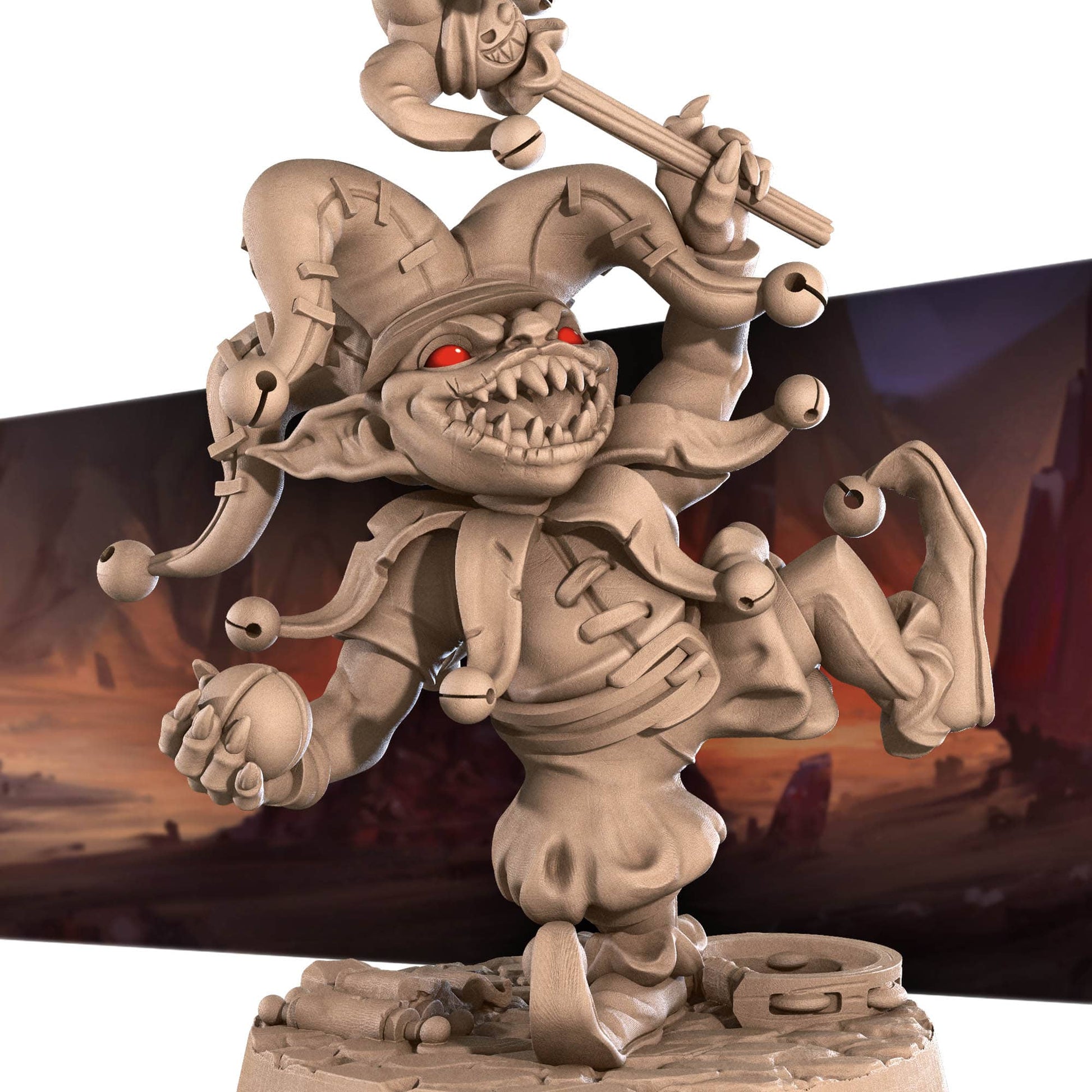 Goblin Jester Clown | D&D Miniature TTRPG Character | Bite the Bullet - Tattles Told 3D