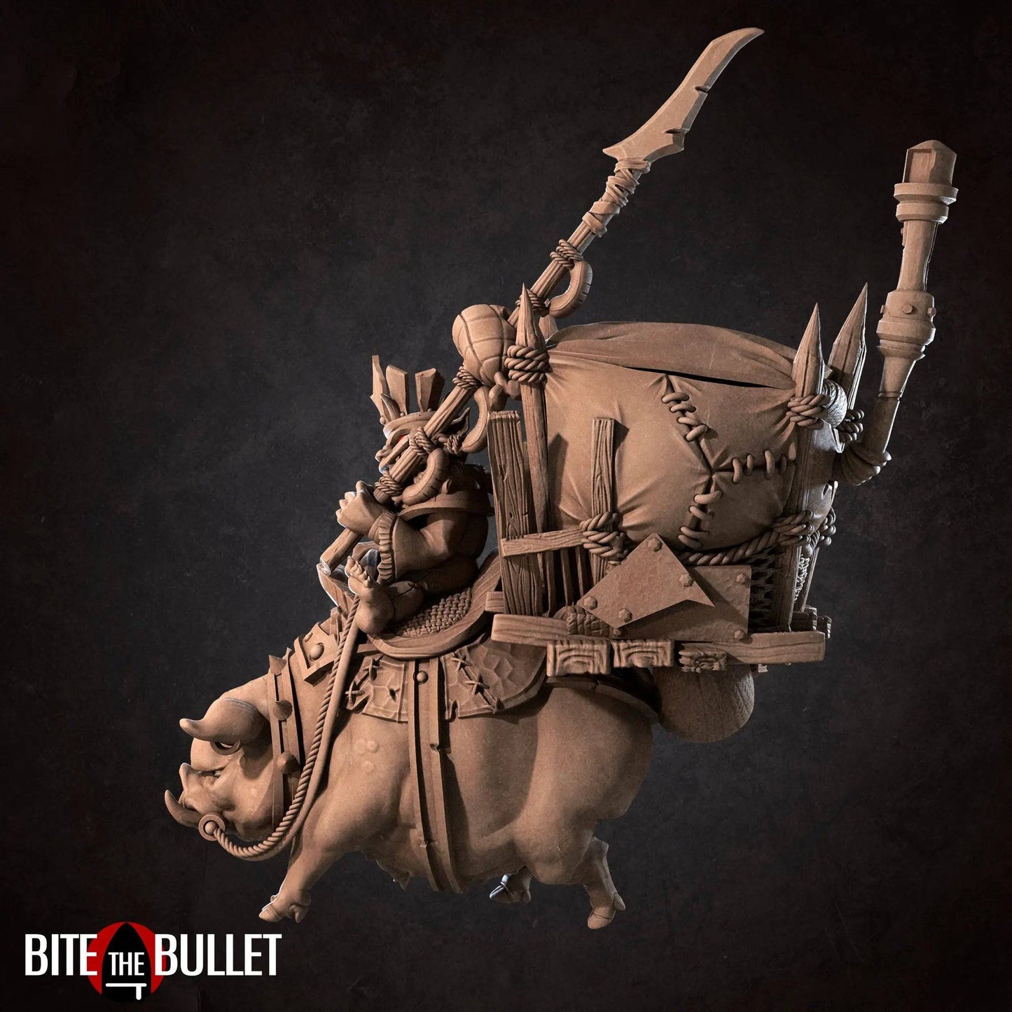 Goblin King Boss on a Pig Mount | D&D Miniature TTRPG Character | Bite the Bullet - Tattles Told 3D