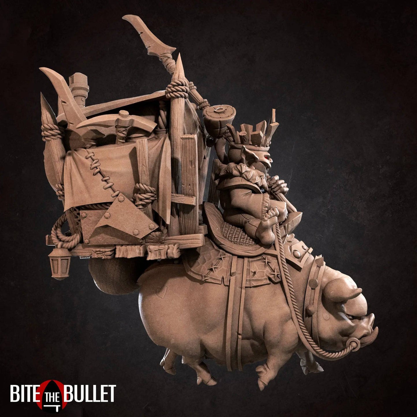 Goblin King Boss on a Pig Mount | D&D Miniature TTRPG Character | Bite the Bullet - Tattles Told 3D