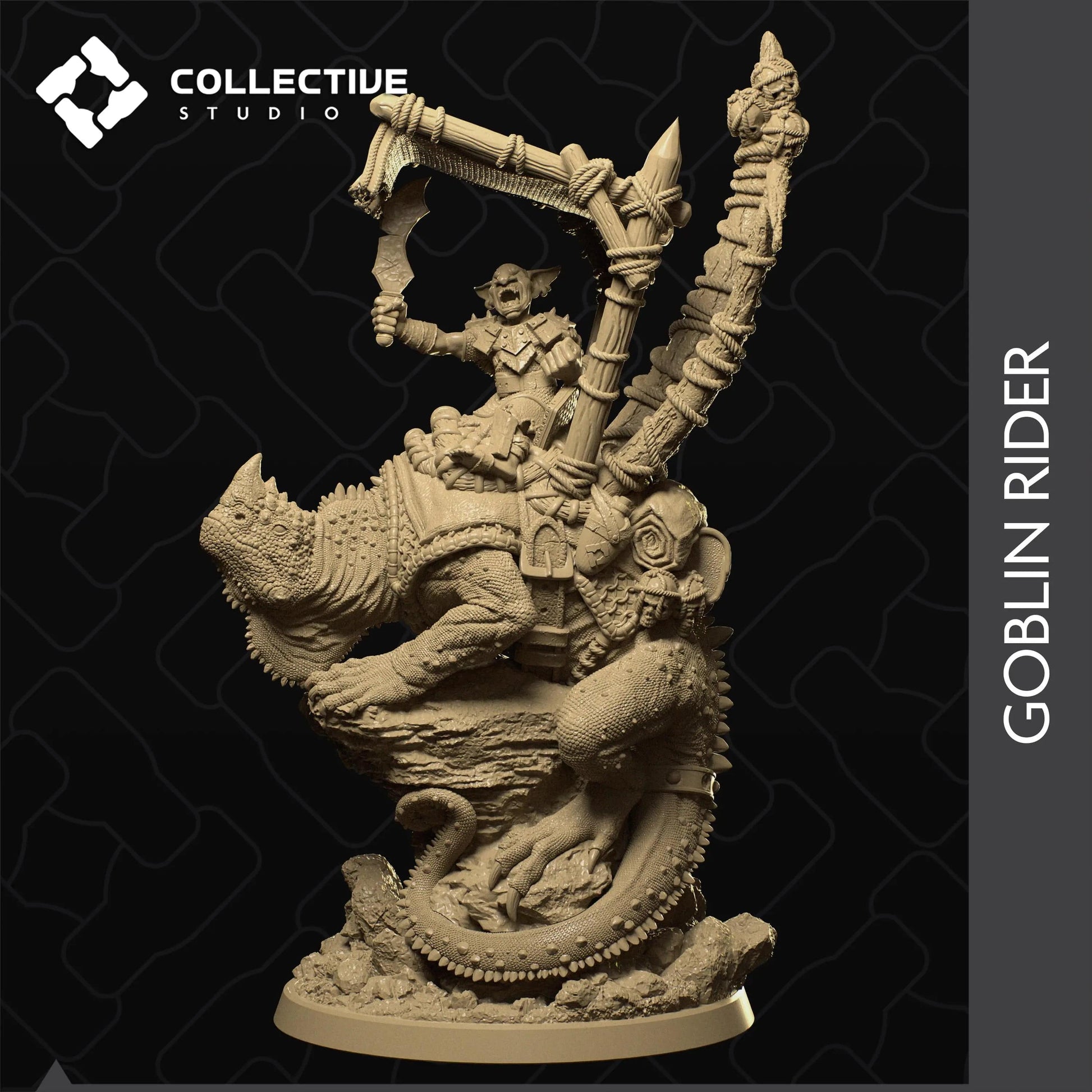 Goblin Lizard Rider | D&D TTRPG Monster Miniature | Collective Studio - Tattles Told 3D
