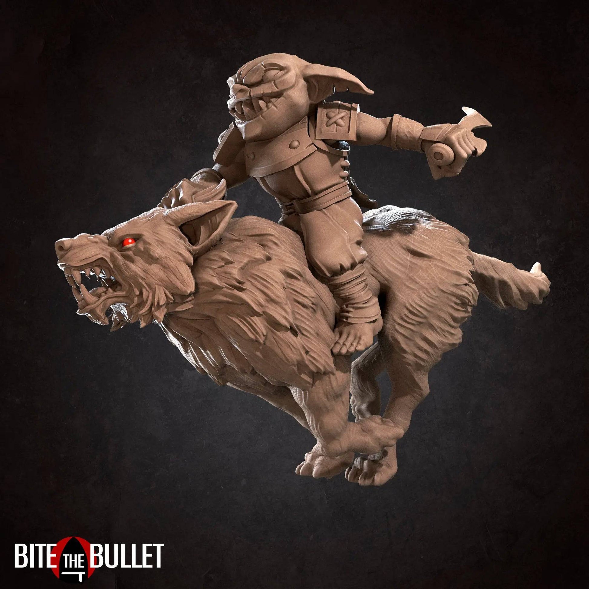 Goblin Ranger Mounted on Wolf | D&D Miniature TTRPG Character | Bite the Bullet - Tattles Told 3D