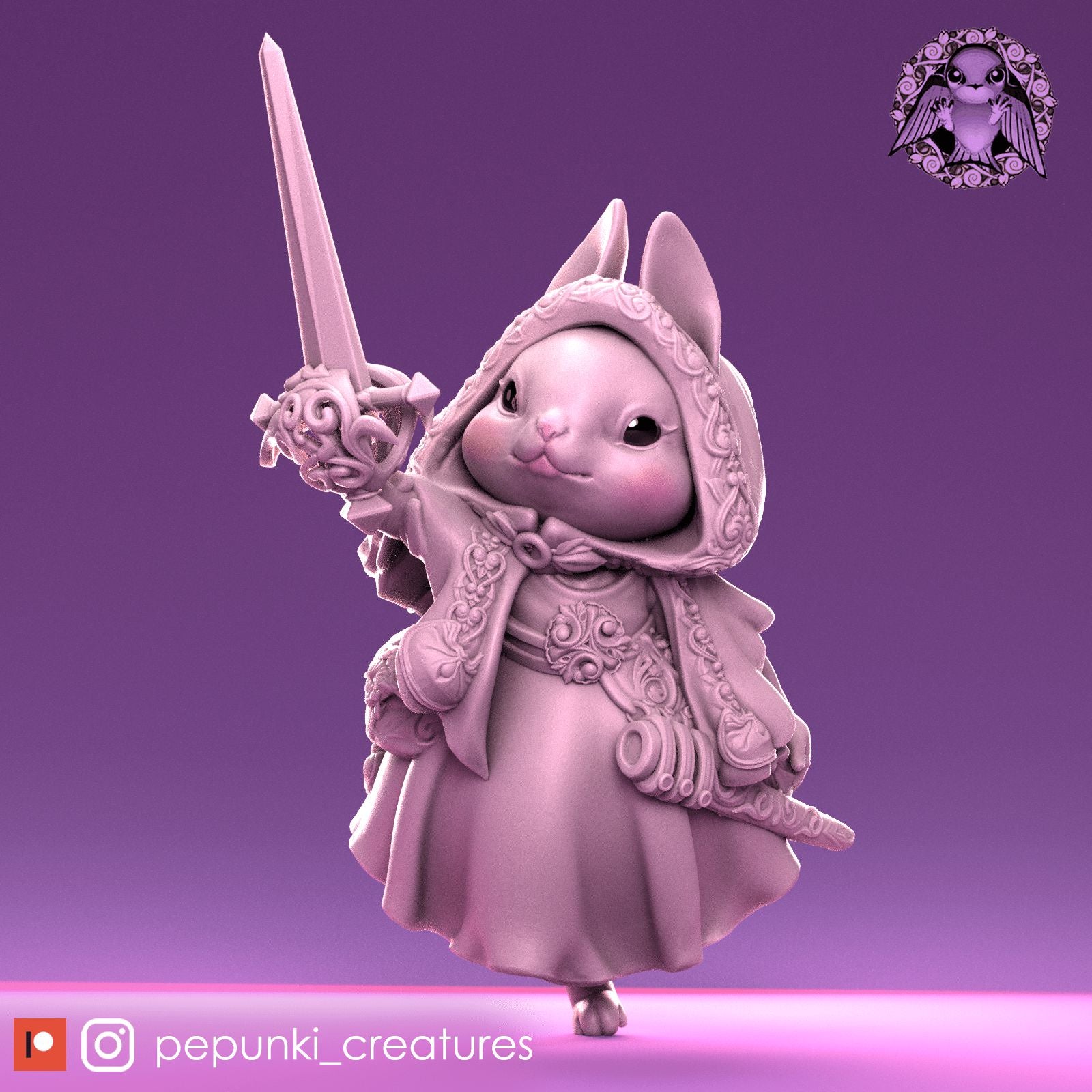 Godelieve, Rogue Bunny with Dagger | Dungeons and Dragons Tabletop Roleplaying Game Miniature | Pepunki Miniatures - Tattles Told 3D