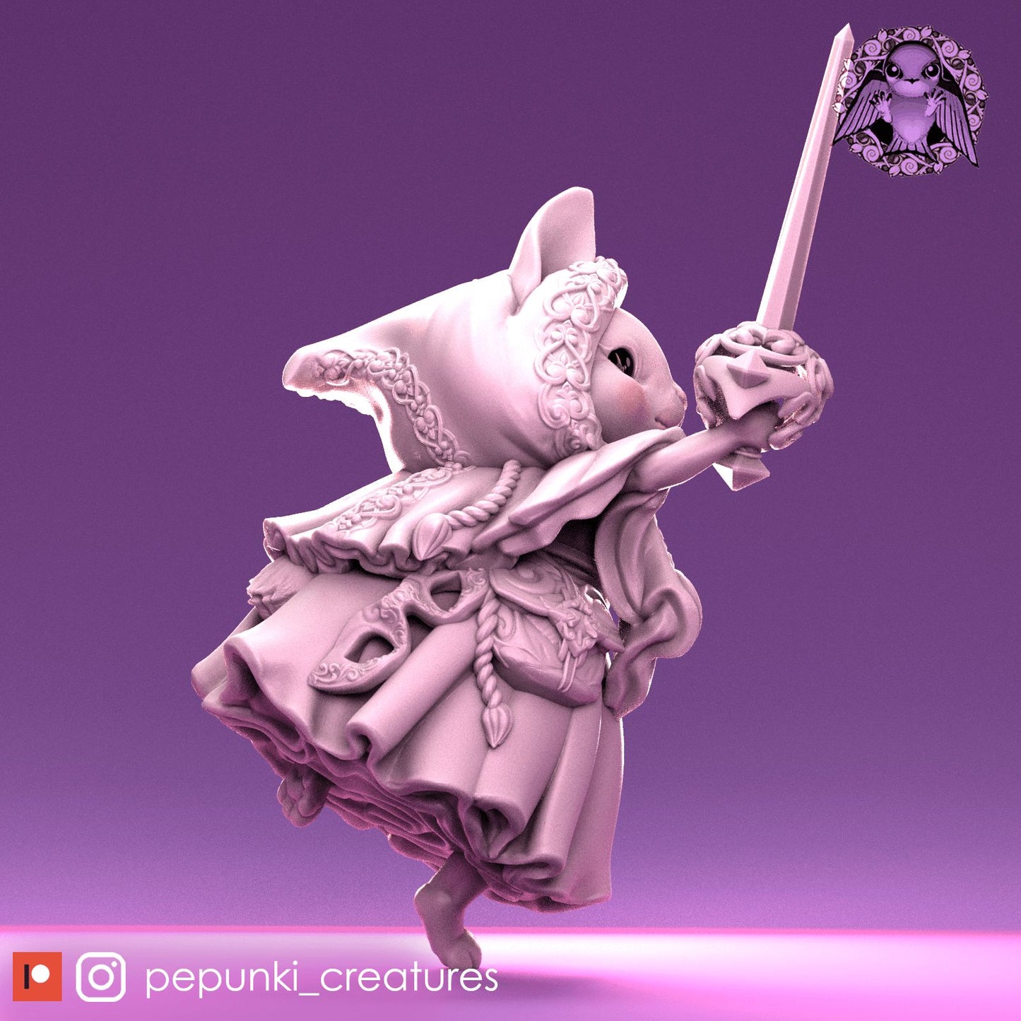 Godelieve, Rogue Bunny with Dagger | Dungeons and Dragons Tabletop Roleplaying Game Miniature | Pepunki Miniatures - Tattles Told 3D