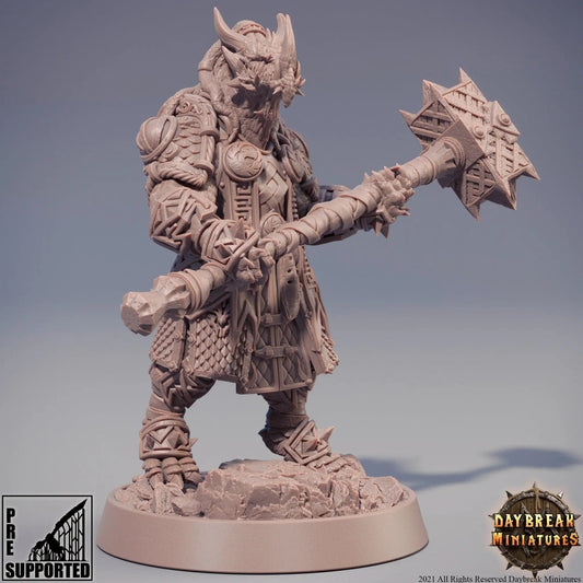 Goshenite Neverguesser, Dragonborn Fighter | TTRPG Miniature | Daybreak Miniatures - Tattles Told 3D