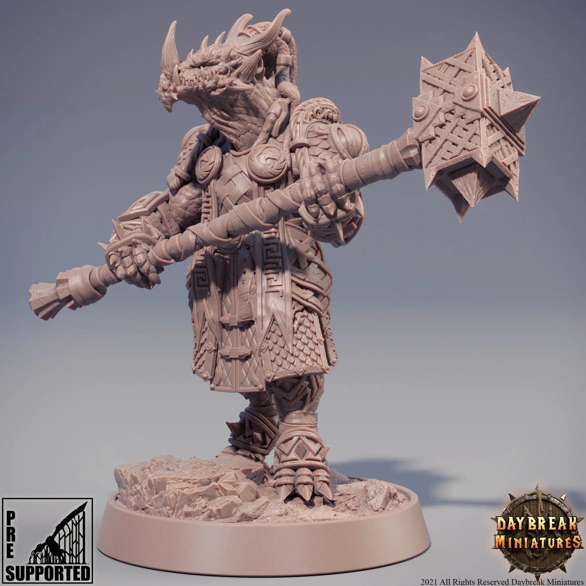 Goshenite Neverguesser, Dragonborn Fighter | TTRPG Miniature | Daybreak Miniatures - Tattles Told 3D