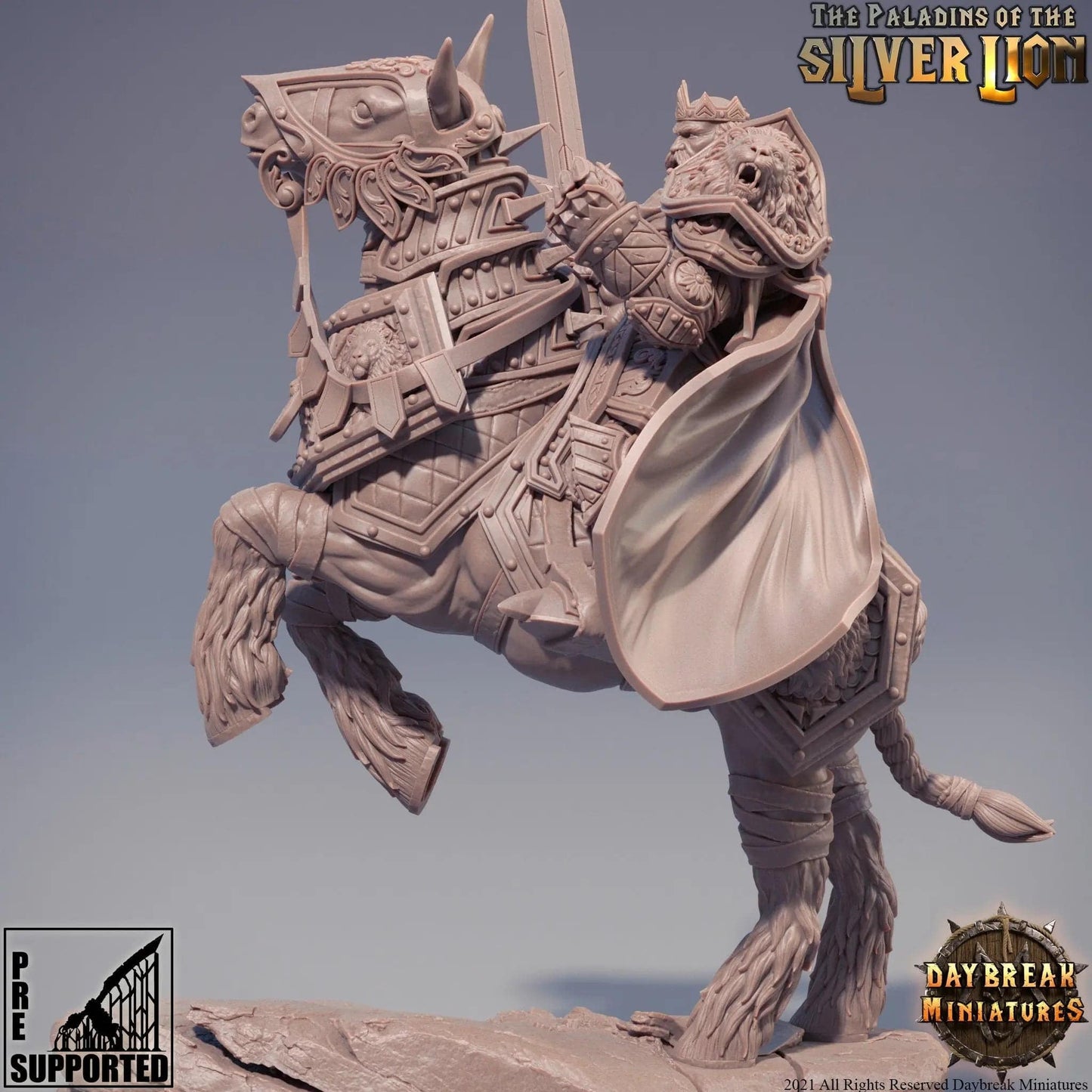 Grand Prêtre Ferdinand du Lion d'Argent, Human Mounted Knight King | TTRPG Miniature | Daybreak Miniatures - Tattles Told 3D